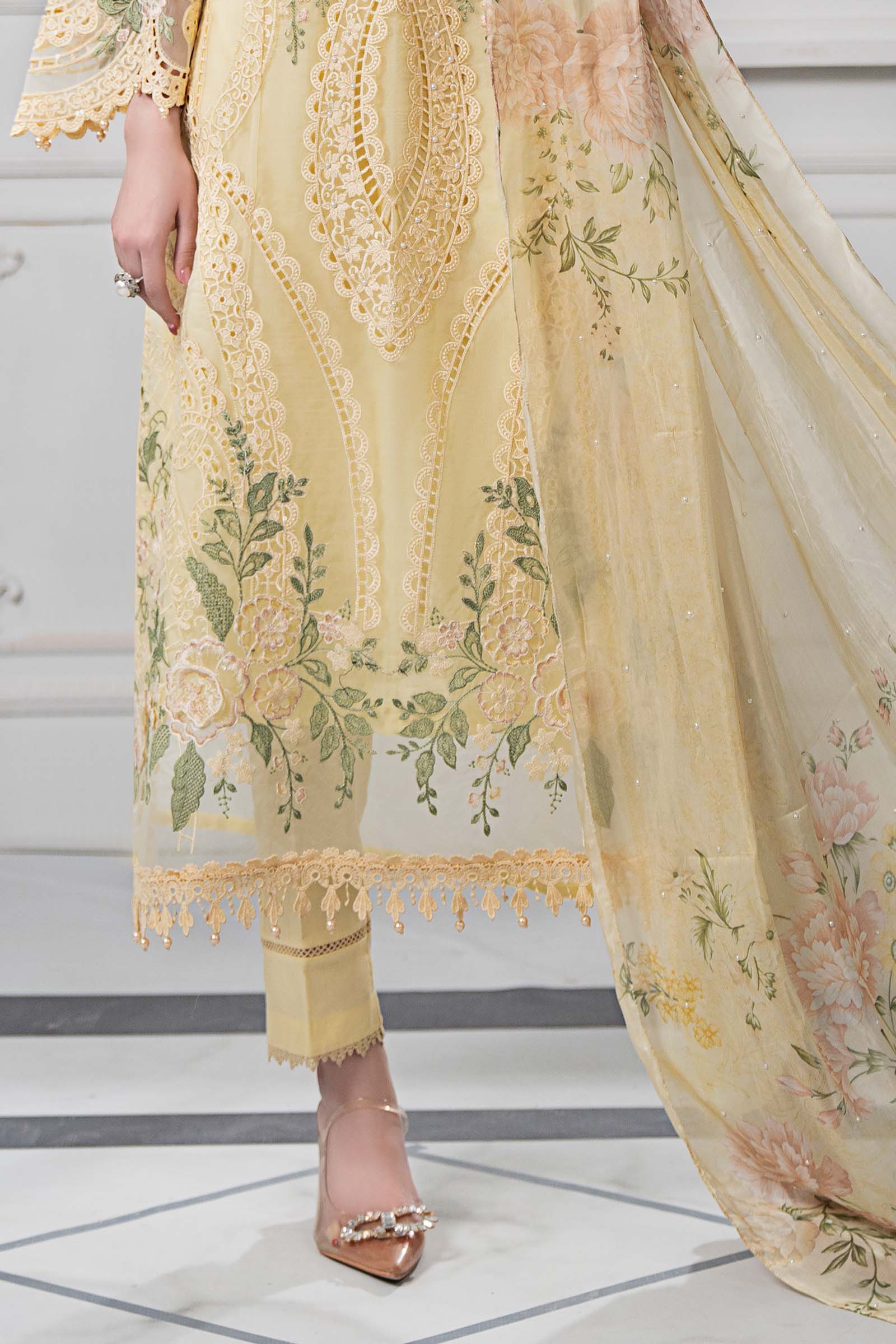 3 Piece Embroidered Organza Suit | DS-2509-A - Image 3