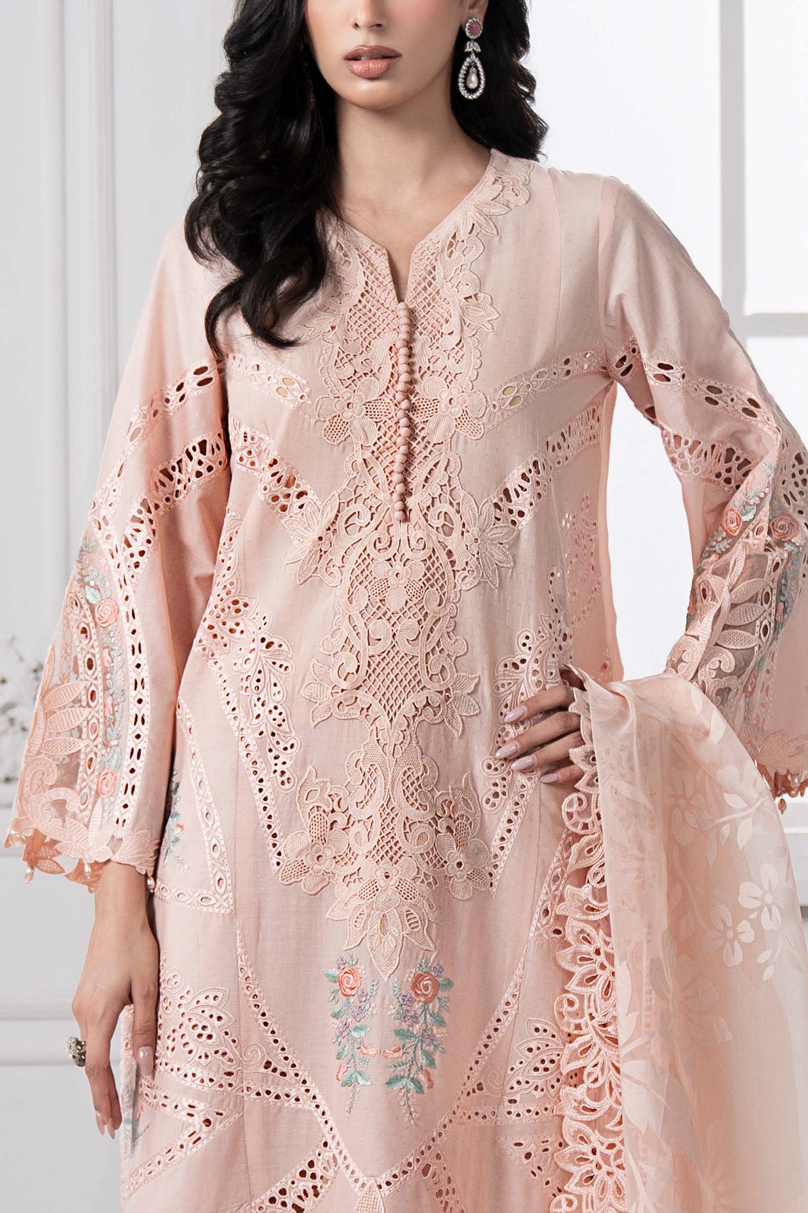 3 Piece Embroidered Dobby Lawn Suit | DS-2513-A - Image 4