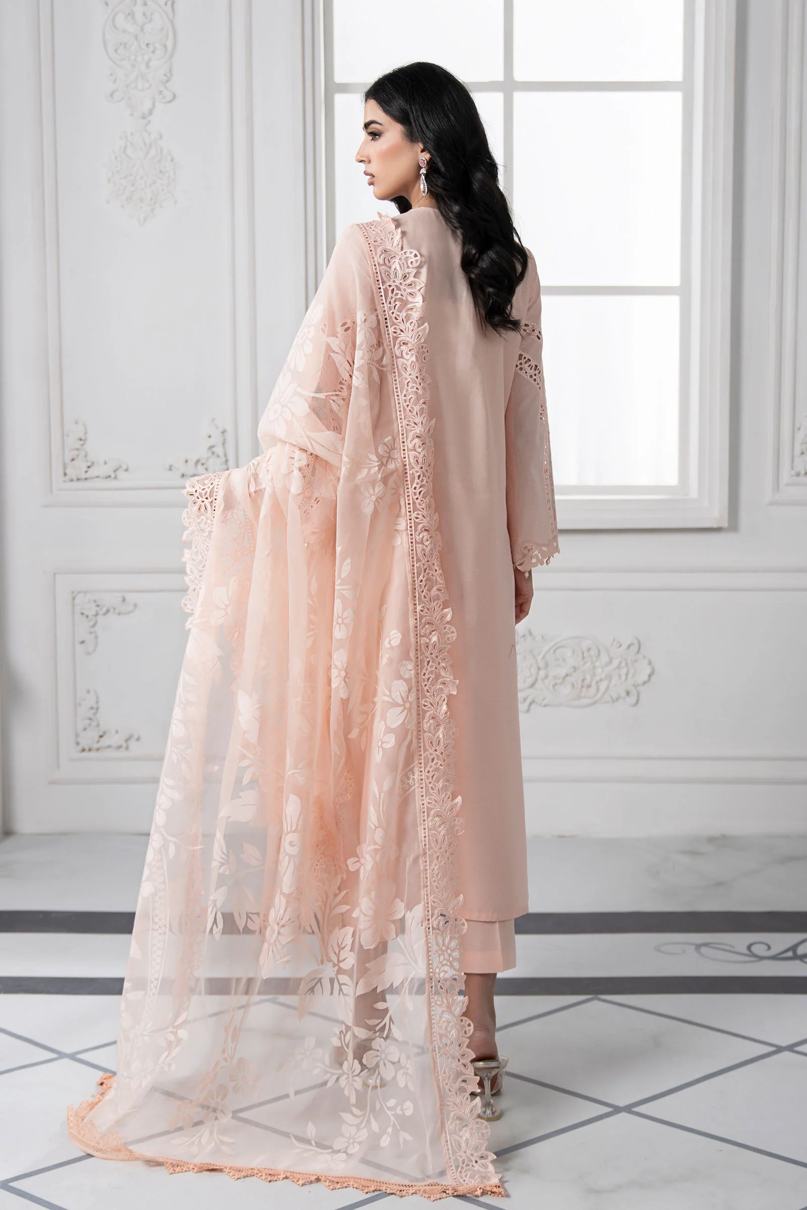 3 Piece Embroidered Dobby Lawn Suit | DS-2513-A - Image 8