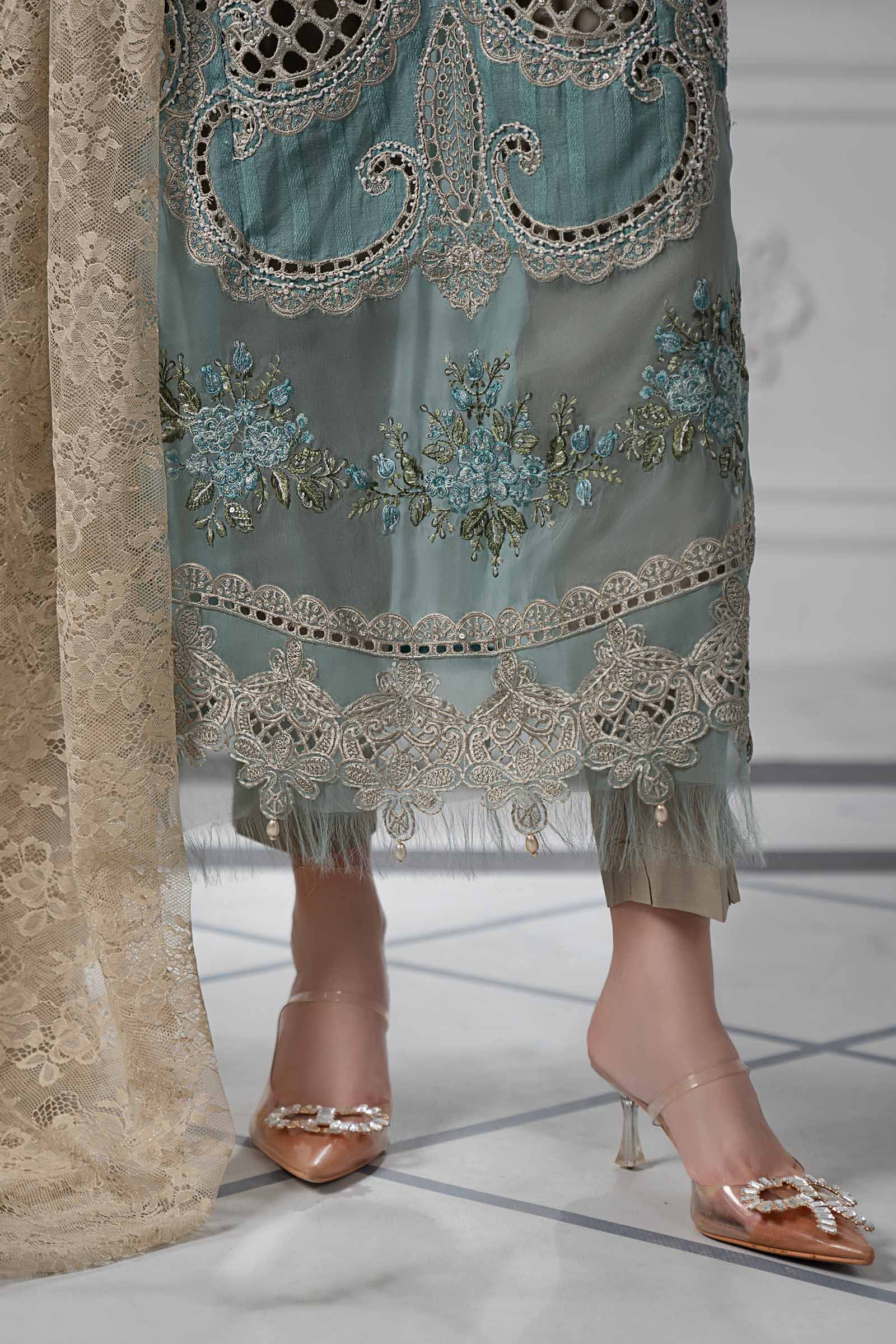 3 Piece Embroidered Dobby Lawn Suit | DS-2515-B - Image 4