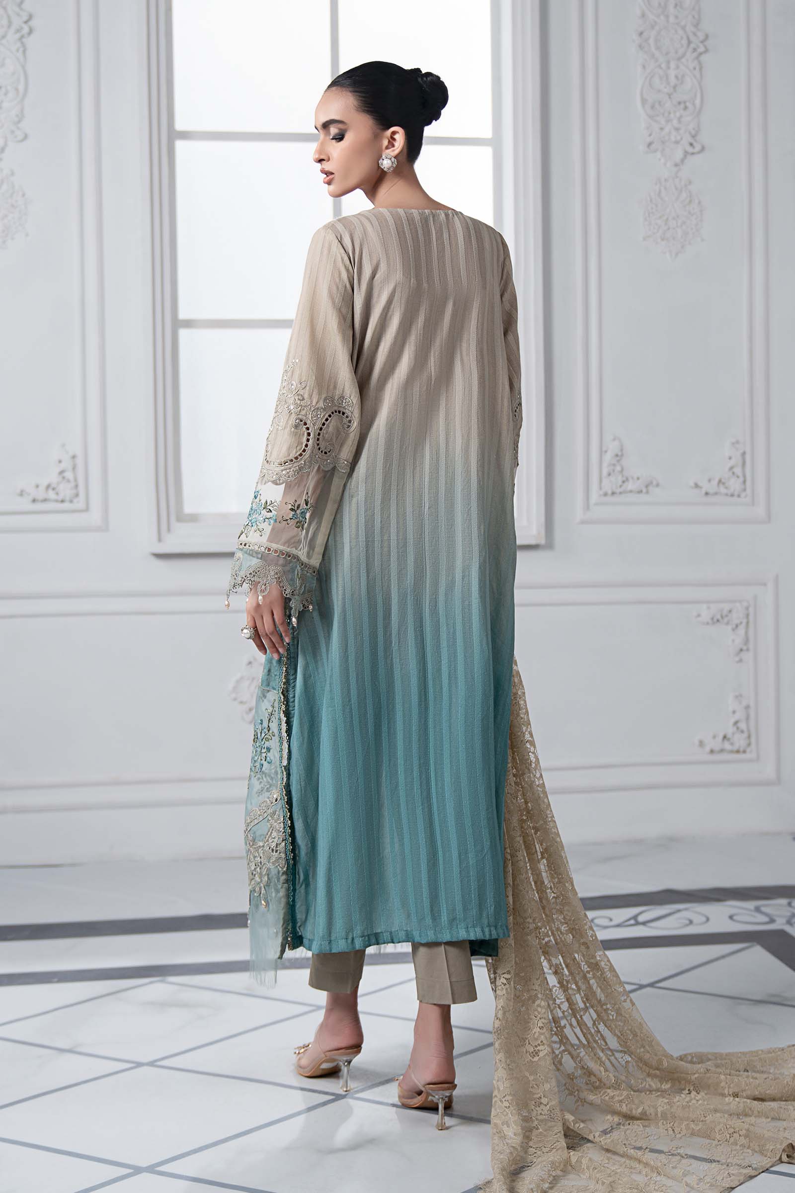 3 Piece Embroidered Dobby Lawn Suit | DS-2515-B - Image 7