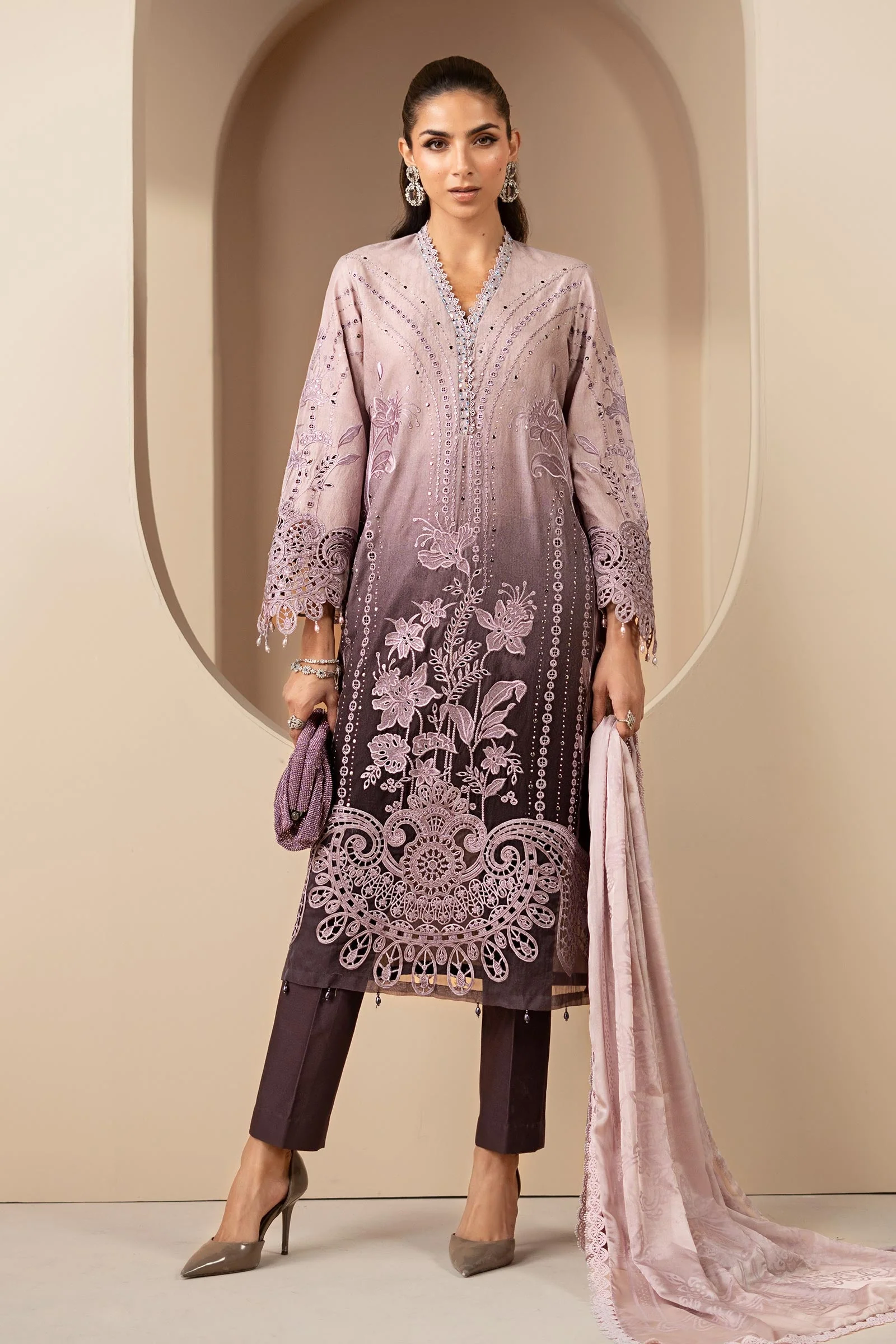 3 Piece Embroidered Jacquard Lawn Suit - Image 2