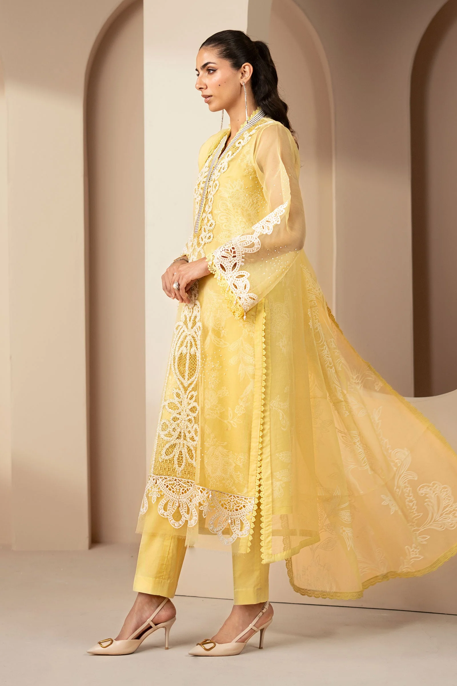 3 Piece Embroidered Organza Suit - Image 3
