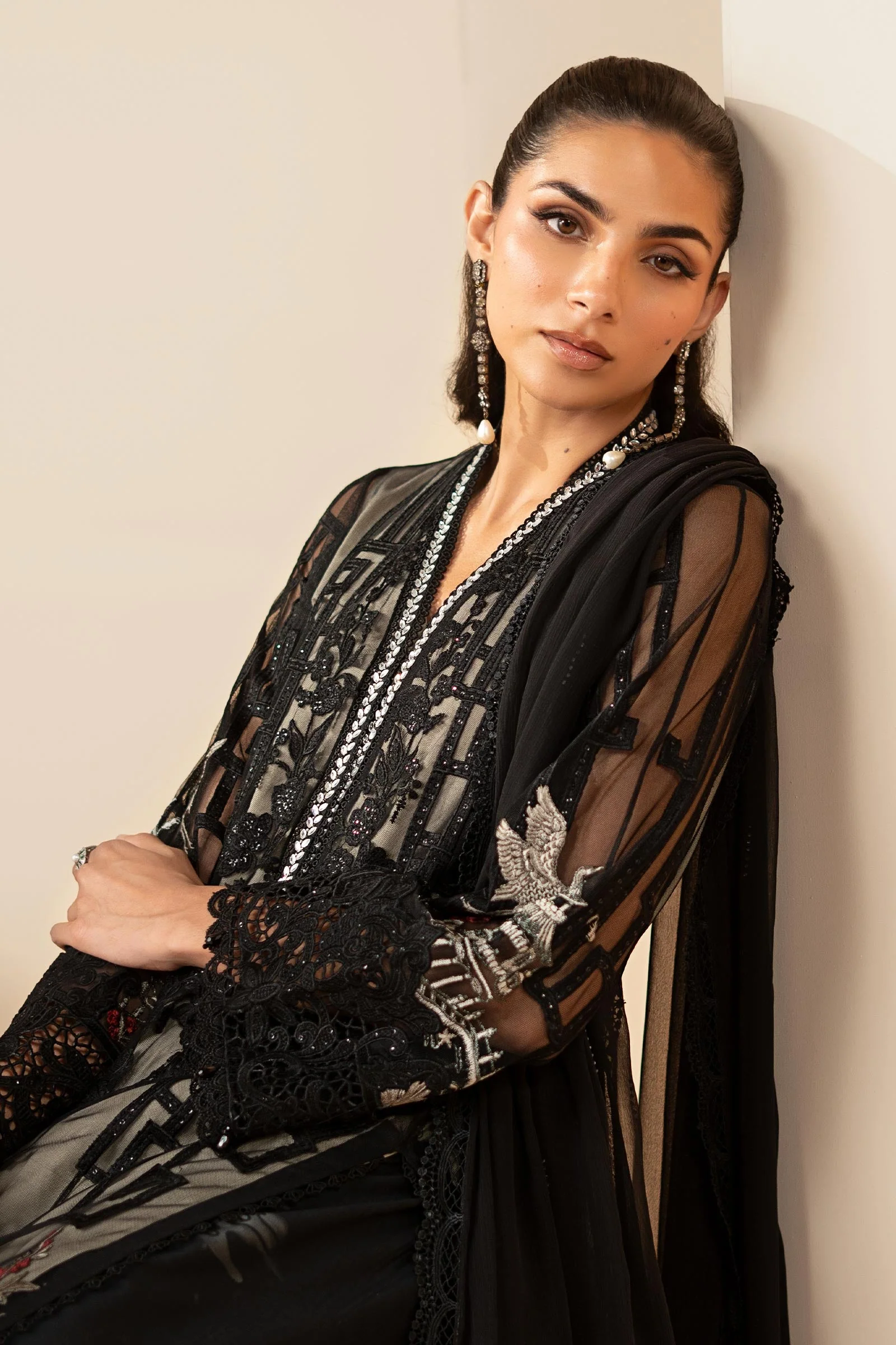 3 Piece Embroidered Net Suit - Image 2