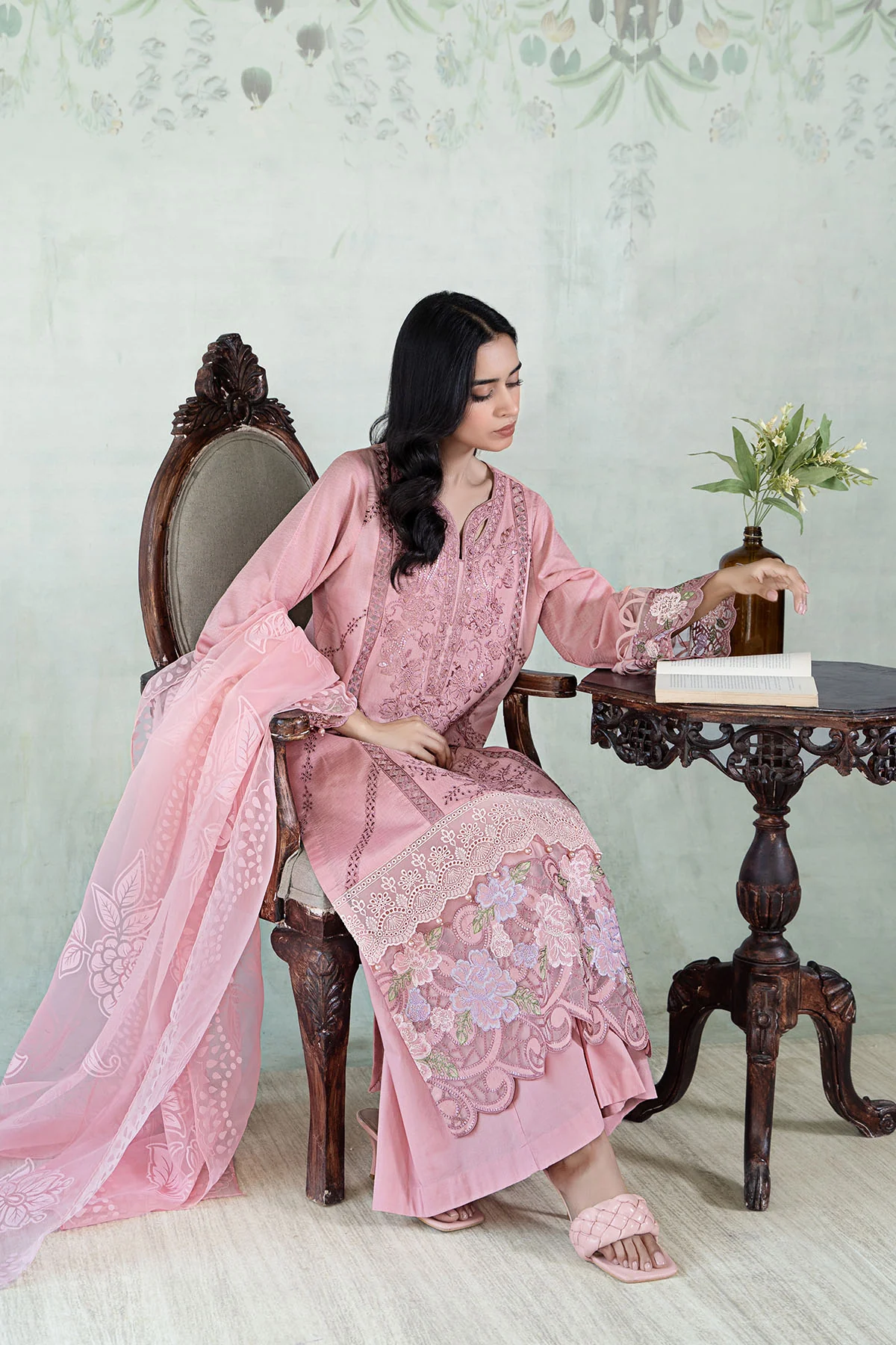 3 Piece Embroidered Dobby Lawn Suit - Image 6