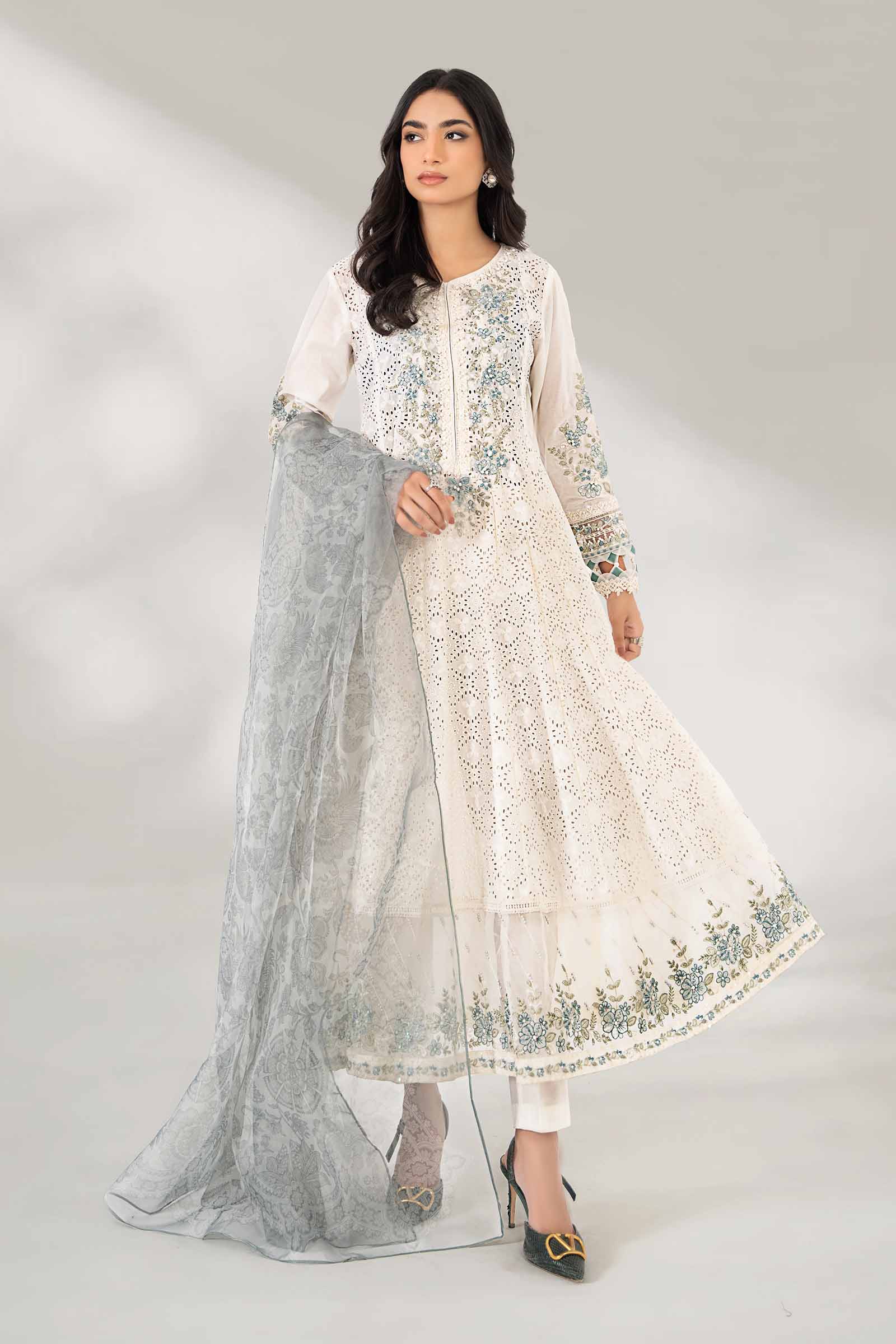 3 Piece Embroidered Net Suit