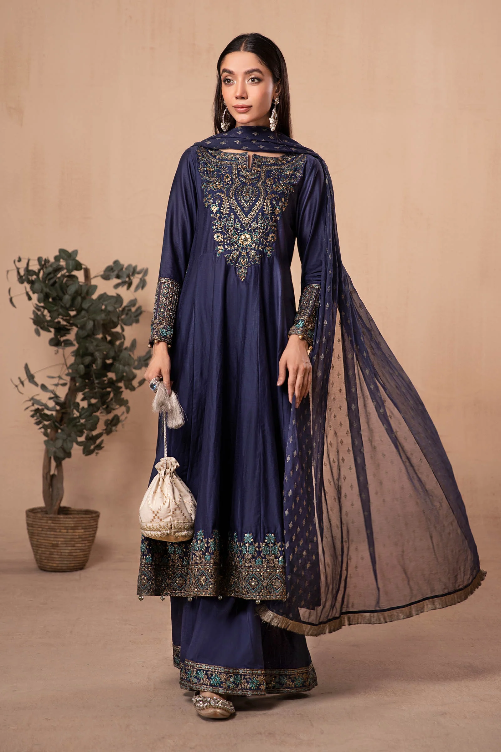 3 Piece Dyed Net Suit