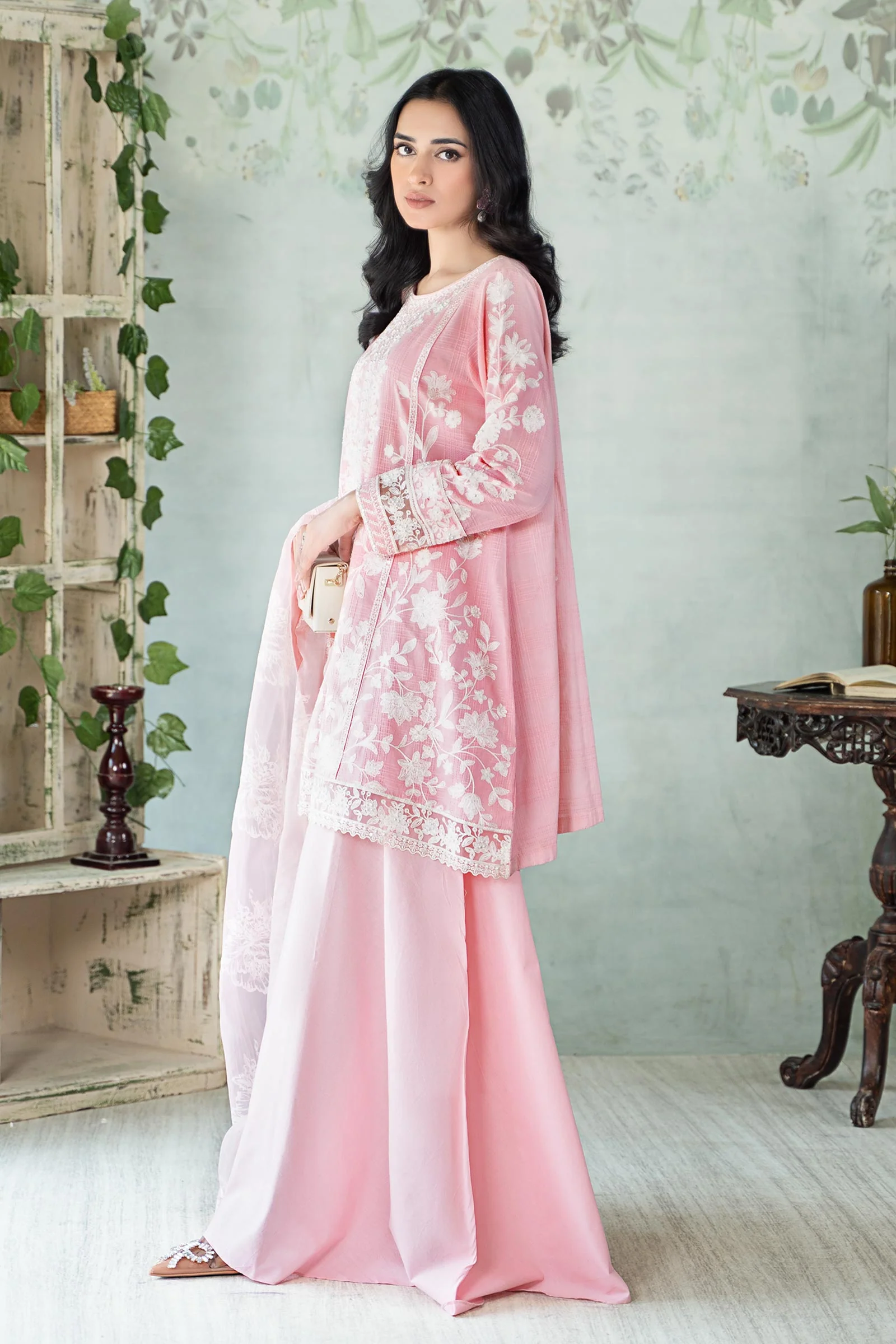 3 Piece Embroidered Cotton Doria Suit - Image 5
