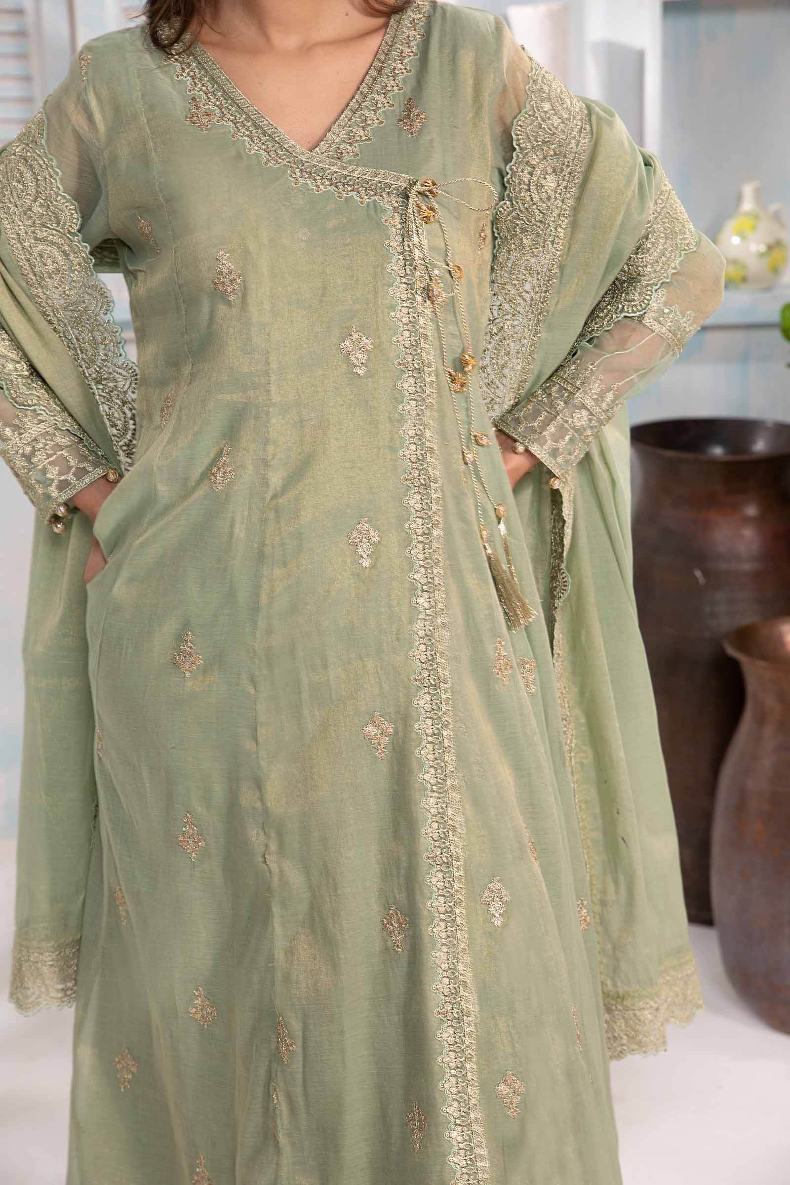 3 Piece Embroidered Cotton Masoori Suit - Image 4