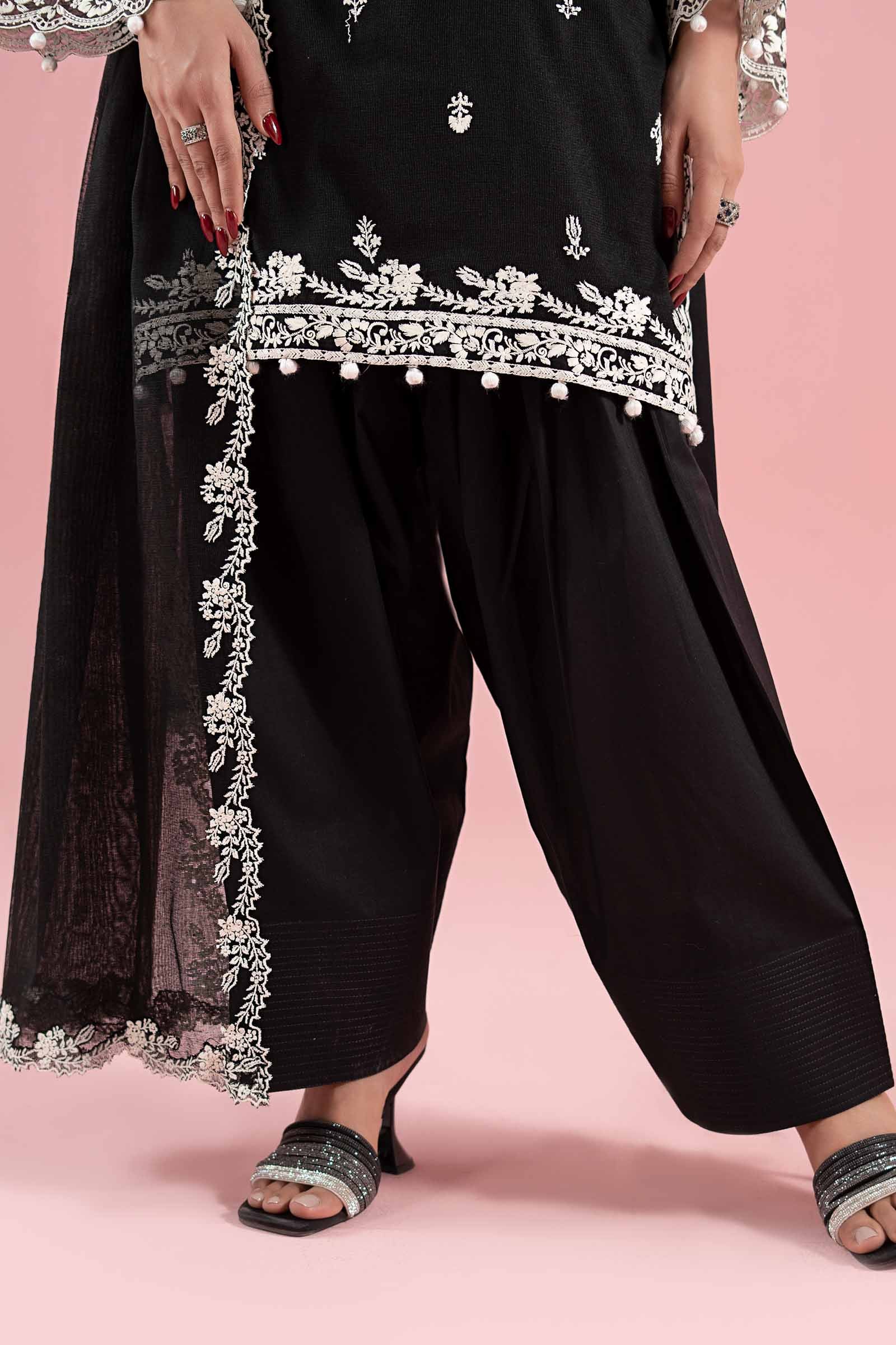 3 Piece Embroidered Cotton Net Suit - Image 8