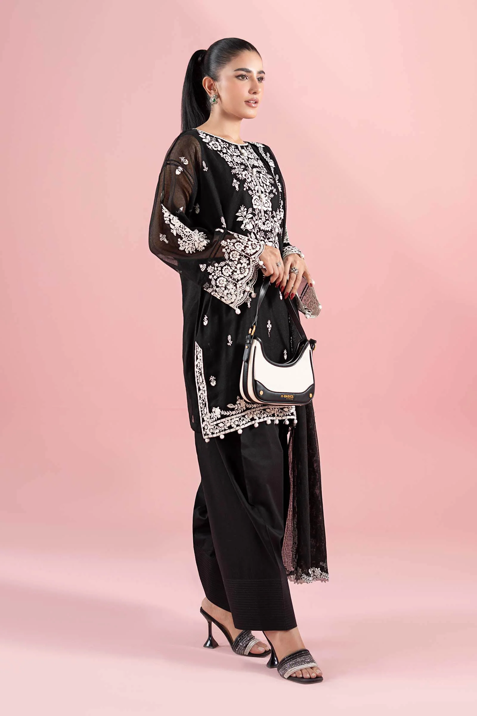 3 Piece Embroidered Cotton Net Suit - Image 9