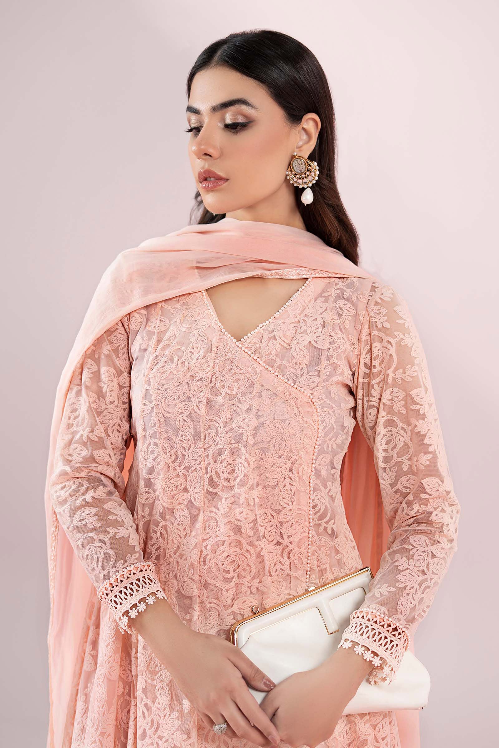3 Piece Embroidered Polyester Net Suit - Image 2