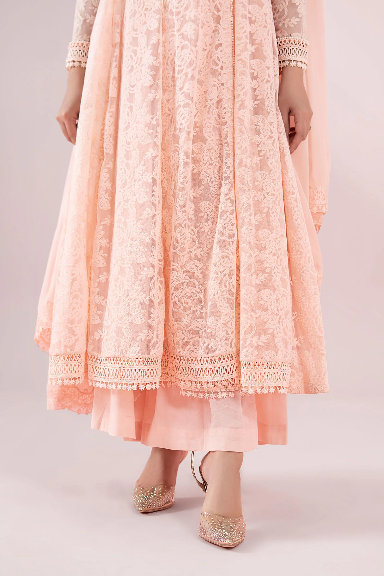 3 Piece Embroidered Polyester Net Suit - Image 4
