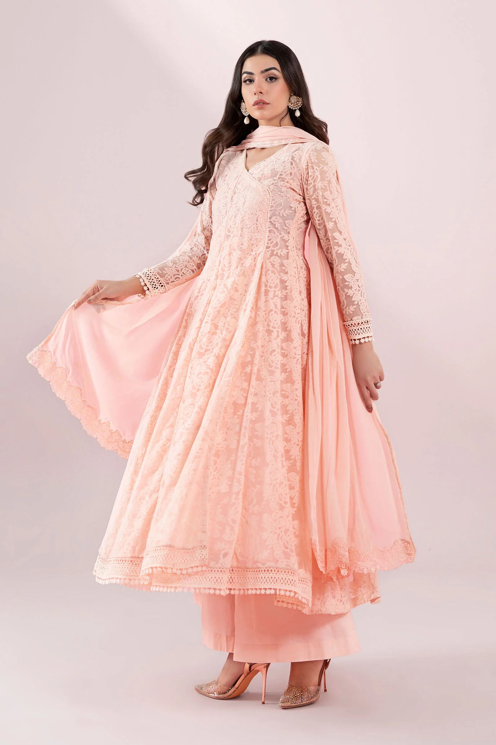 3 Piece Embroidered Polyester Net Suit - Image 5