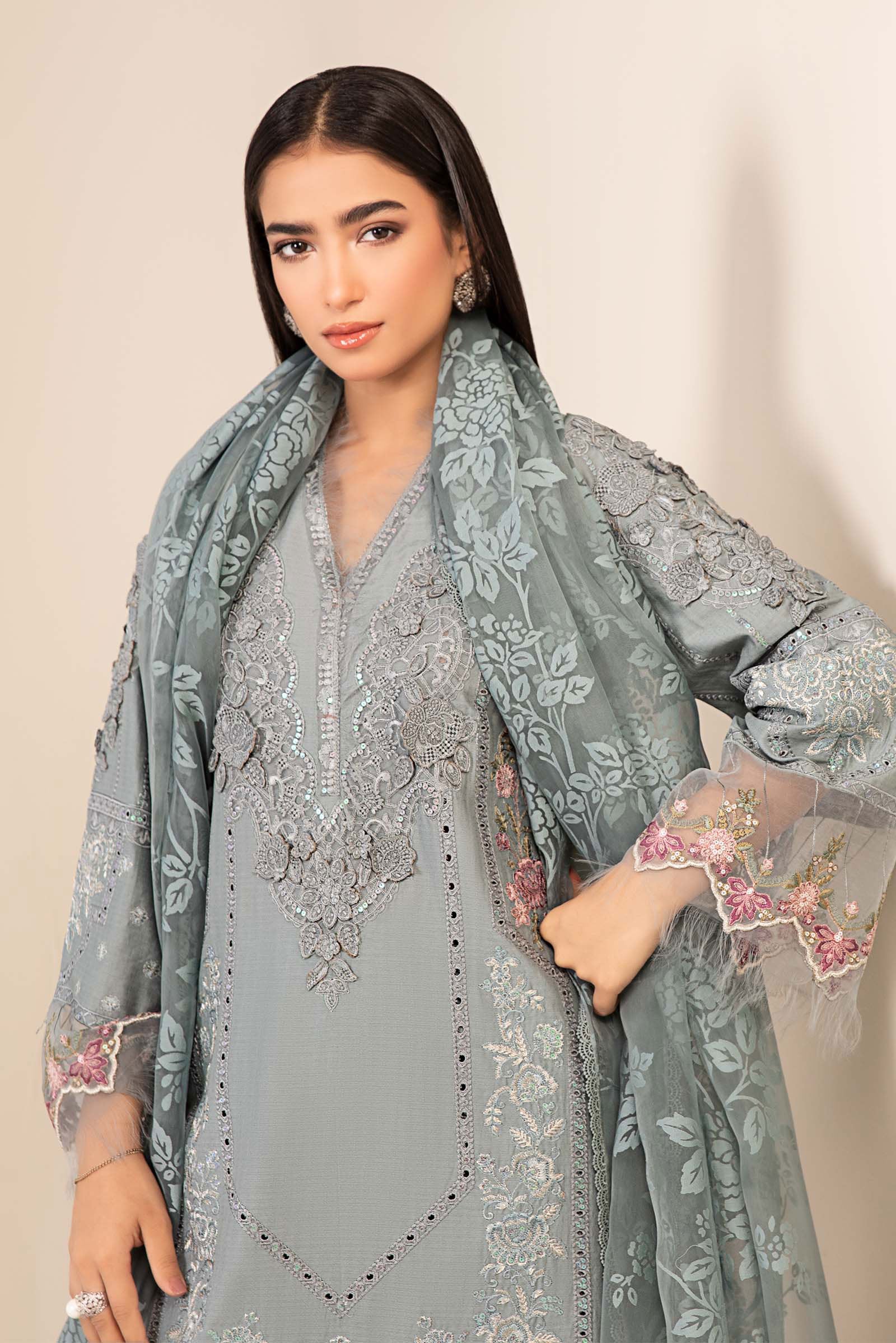 3 Piece Embroidered Dobby Suit - Image 2