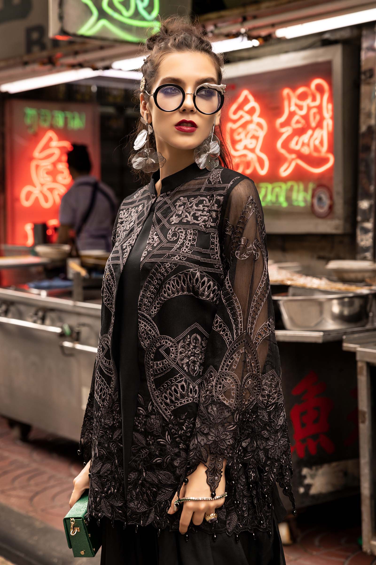 2 Piece Embroidered Cotton Net Suit - Image 4