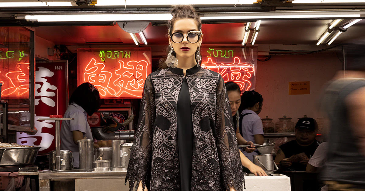 2 Piece Embroidered Cotton Net Suit - Image 5