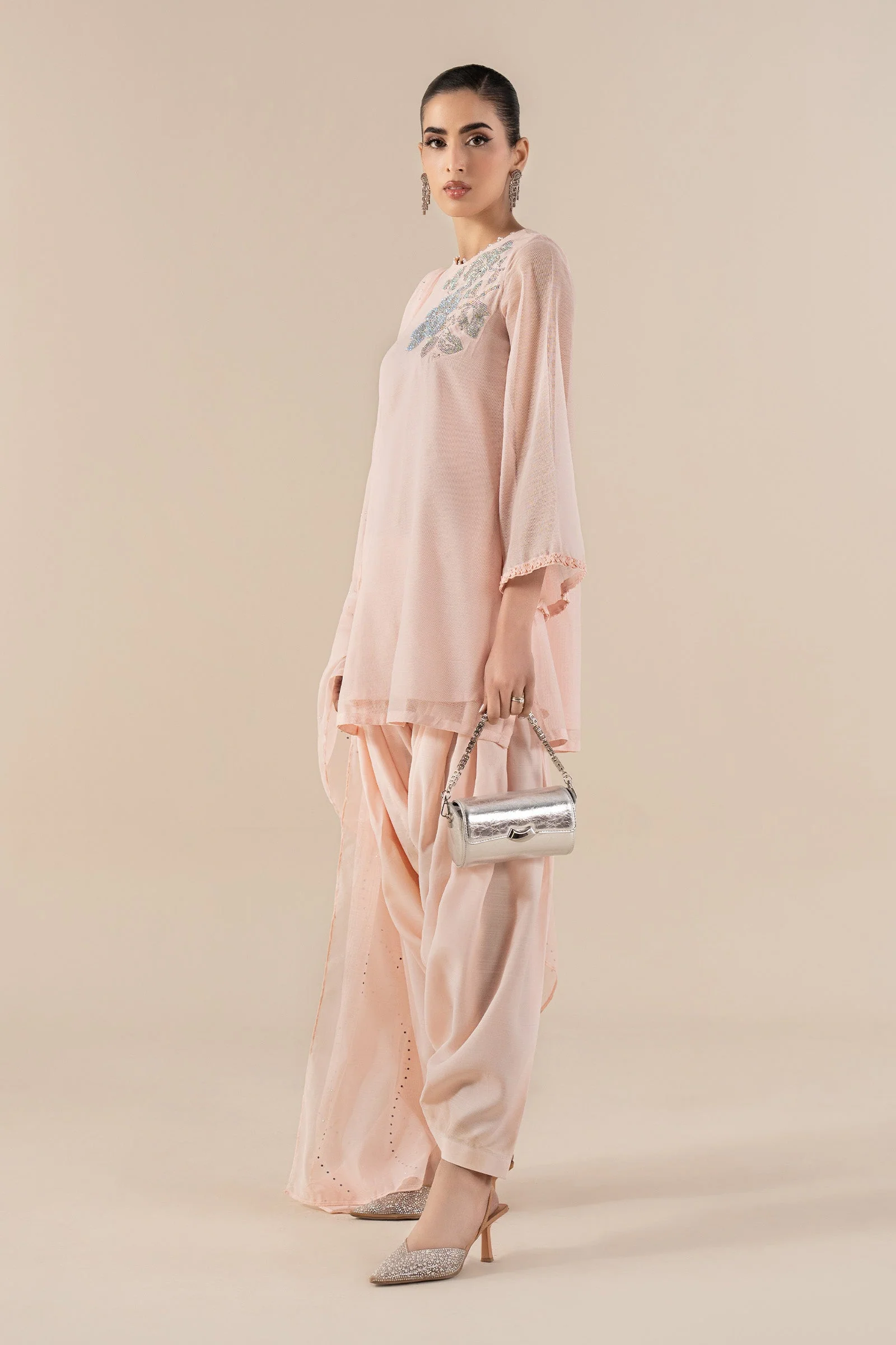 3 Piece Embellished Cotton Net Suit - Image 6