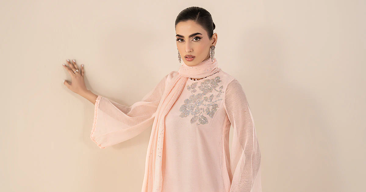 3 Piece Embellished Cotton Net Suit - Image 8