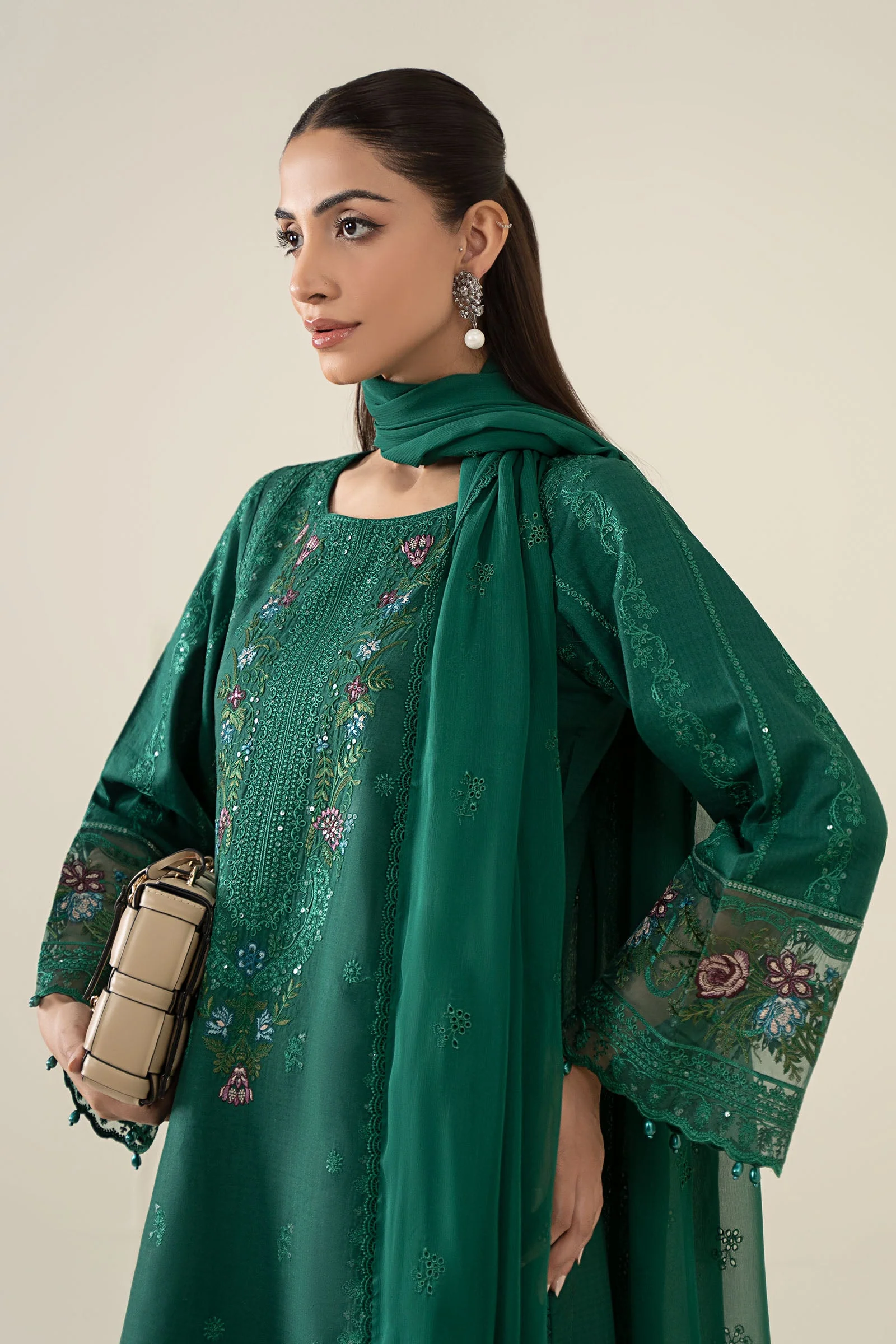 3 Piece Embroidered Dobby Suit - Image 2