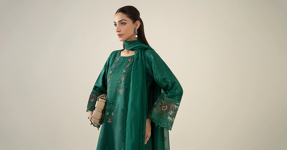 3 Piece Embroidered Dobby Suit - Image 8
