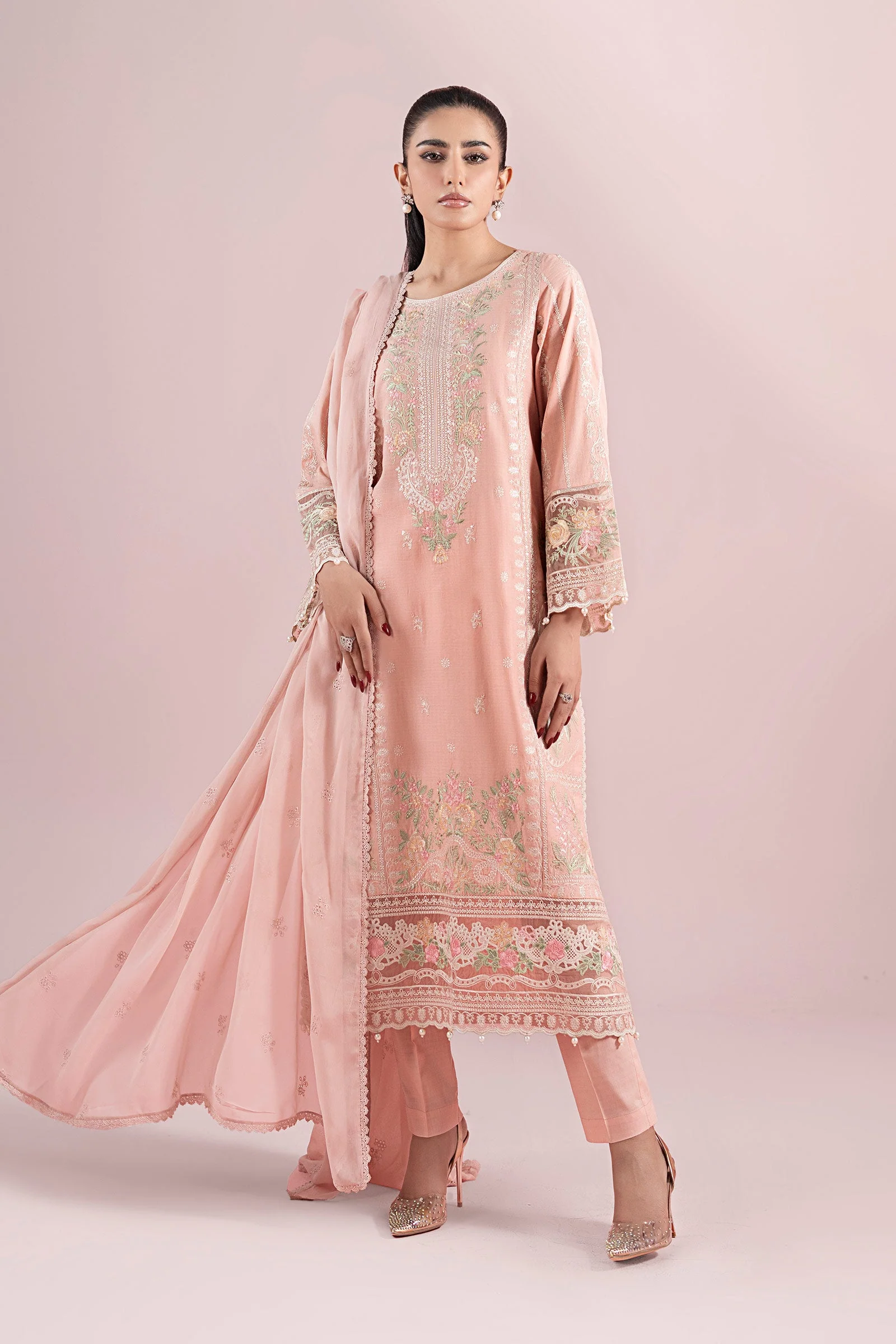 3 Piece Embroidered Dobby Suit