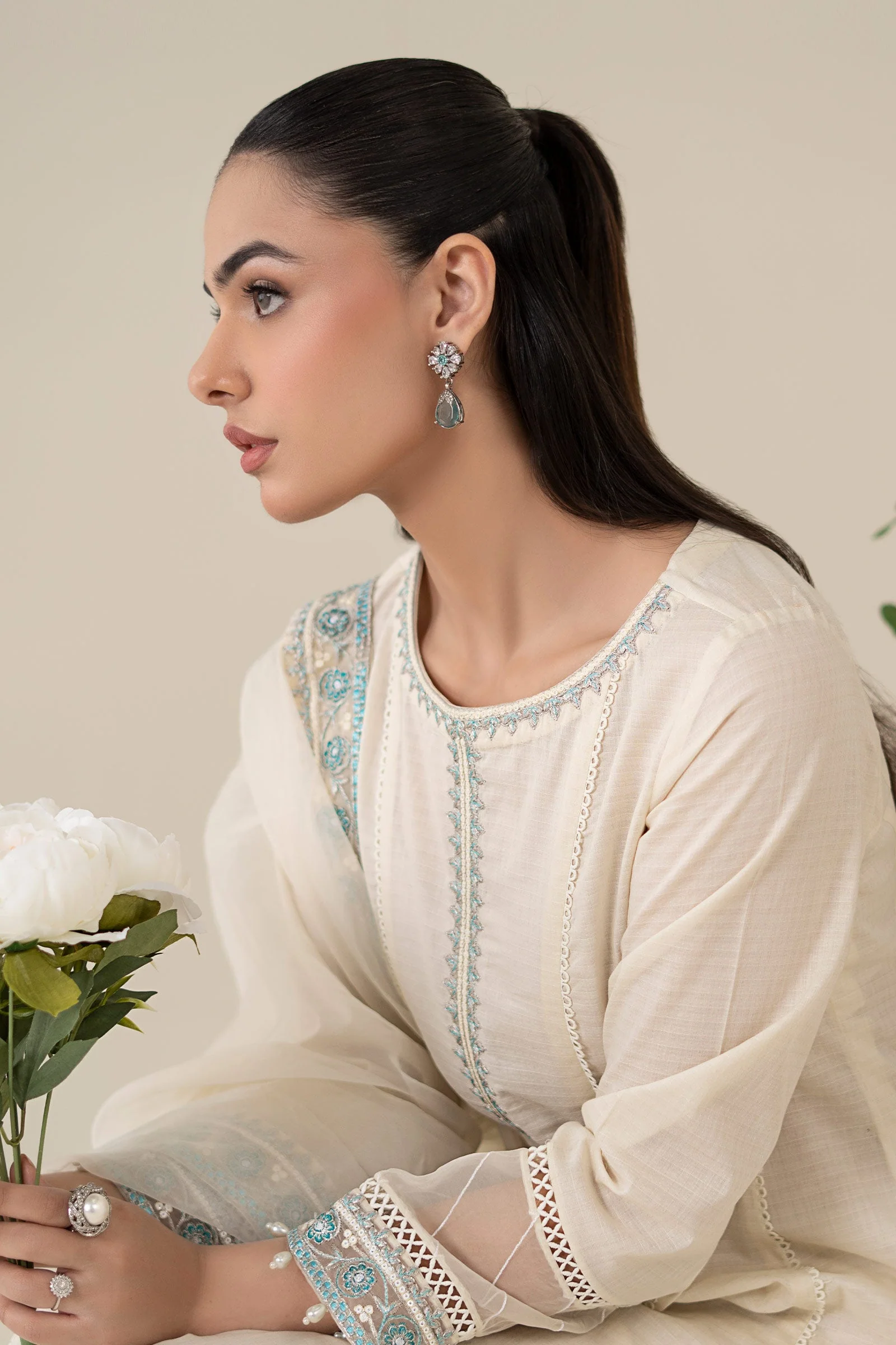 3 Piece Embroidered Dobby Suit - Image 2