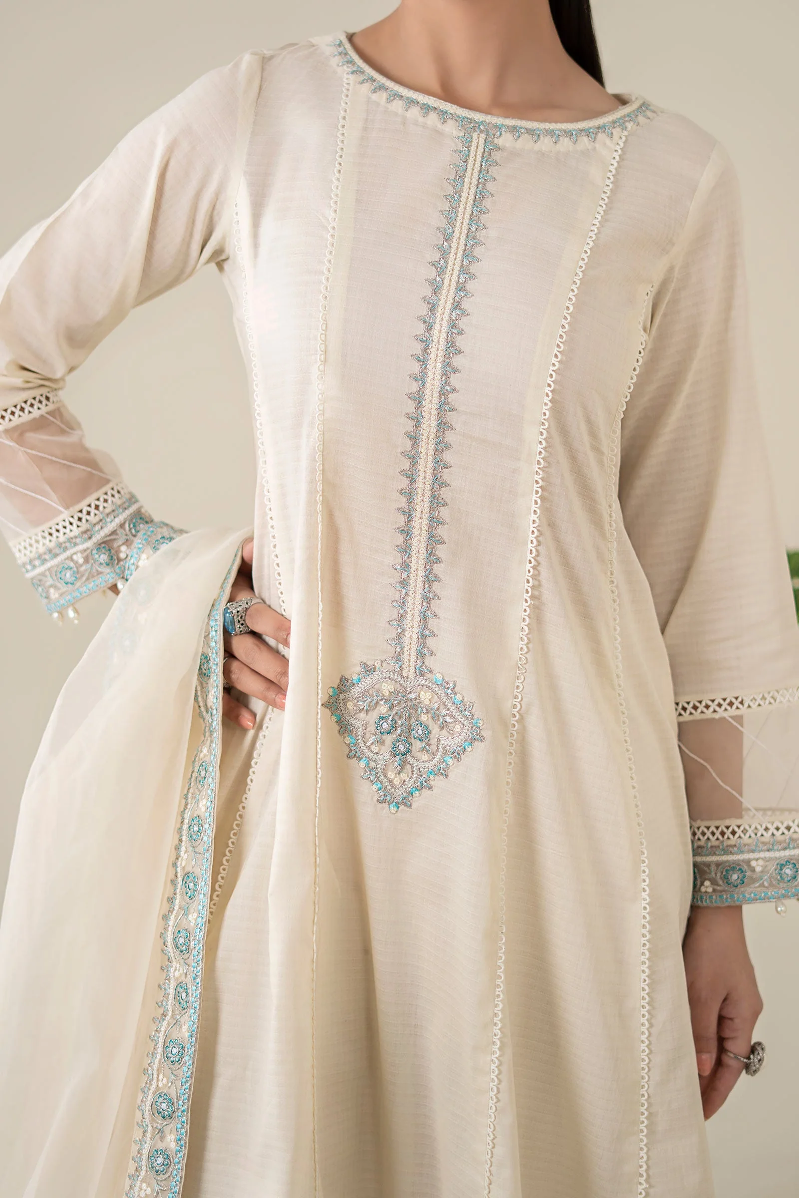 3 Piece Embroidered Dobby Suit - Image 6