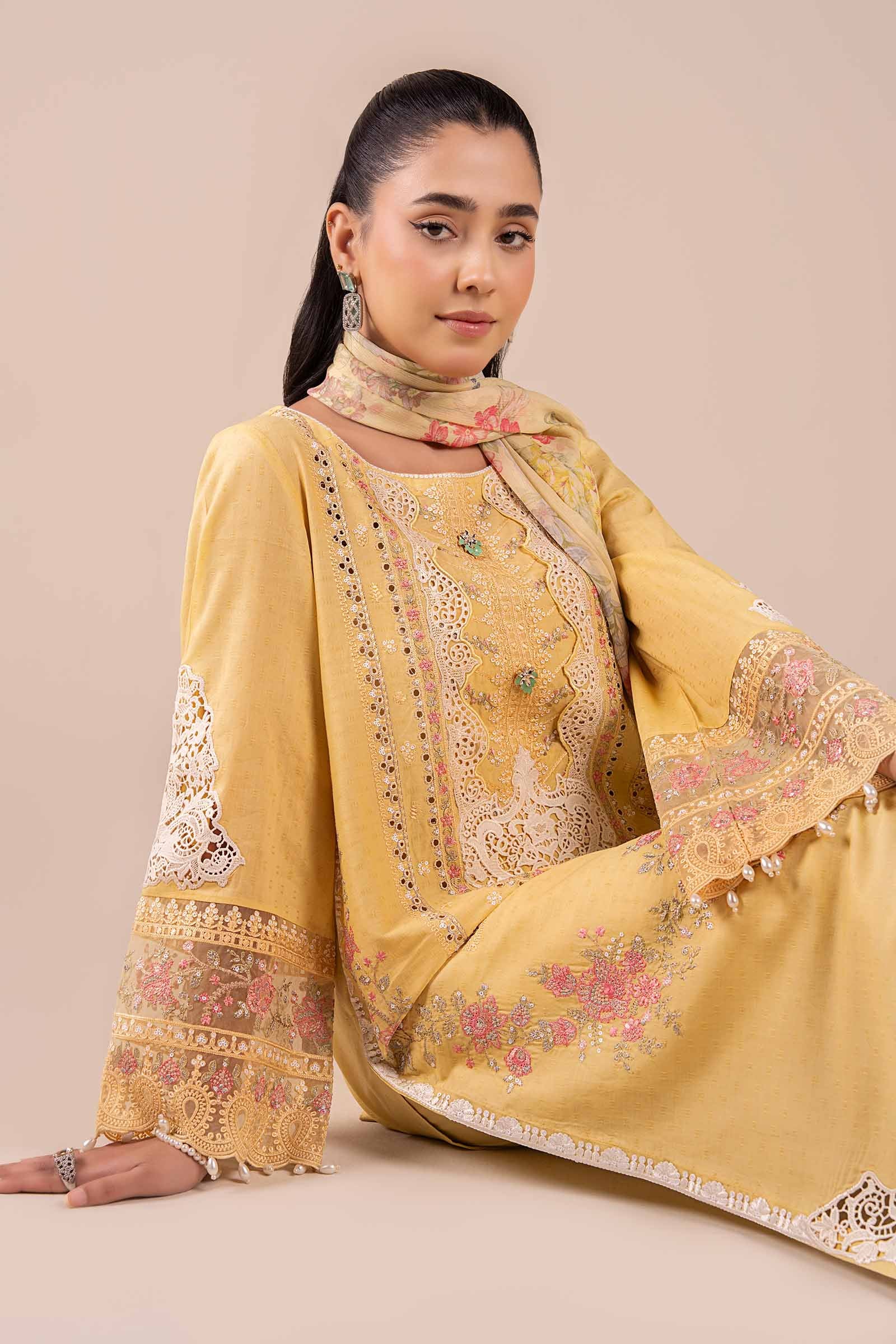 3 Piece Embroidered Dobby Suit - Image 3