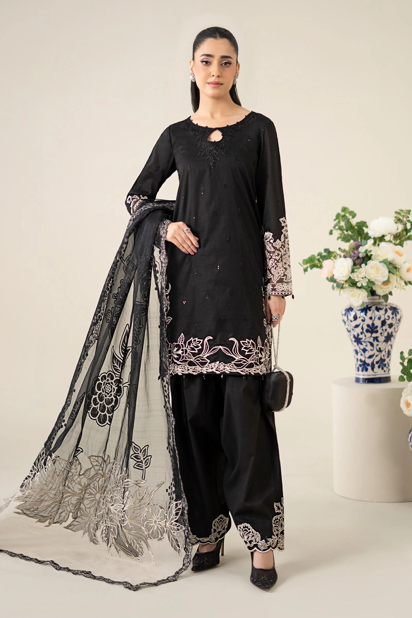 3 Piece Embroidered Dobby Suit - Image 4
