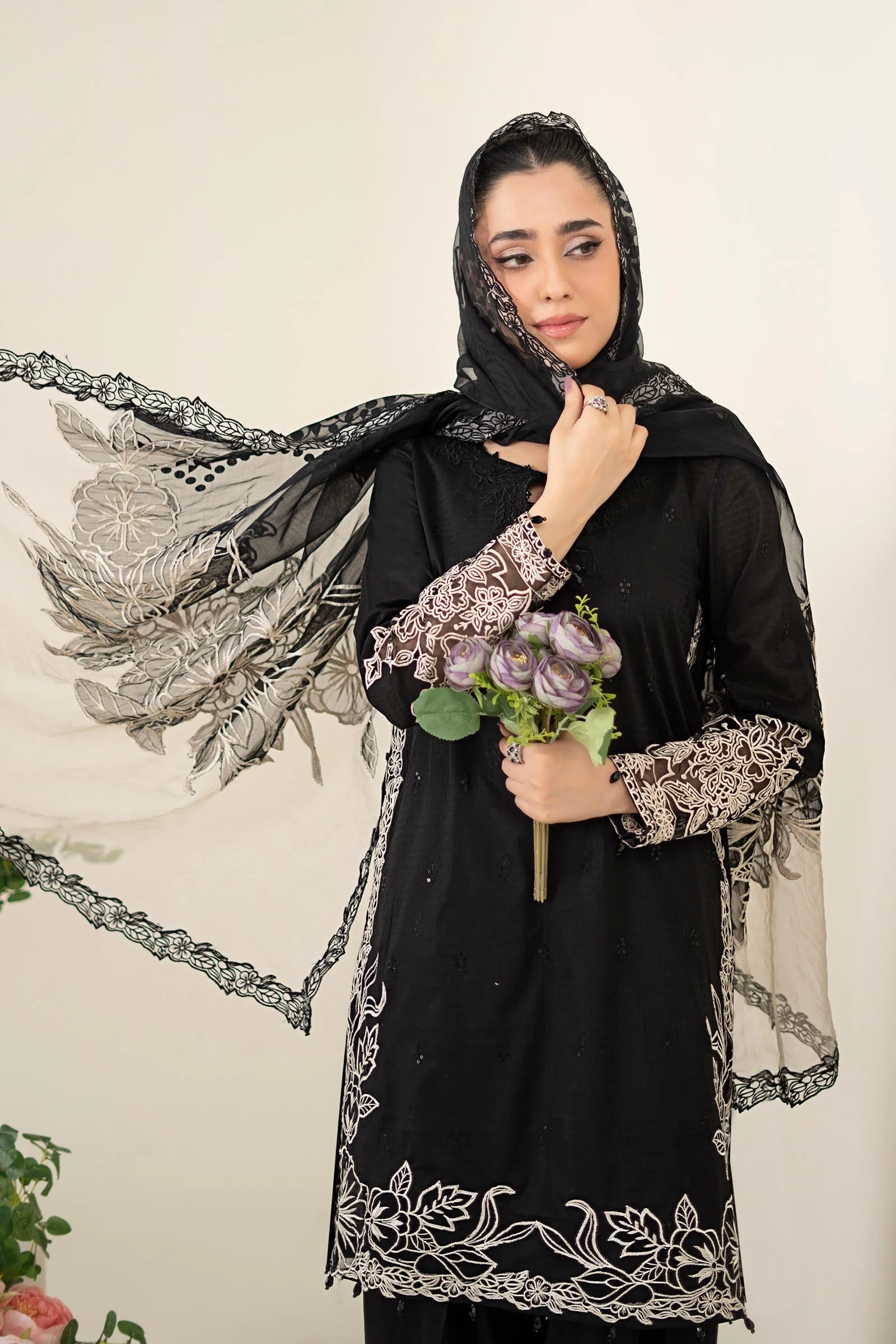 3 Piece Embroidered Dobby Suit - Image 5