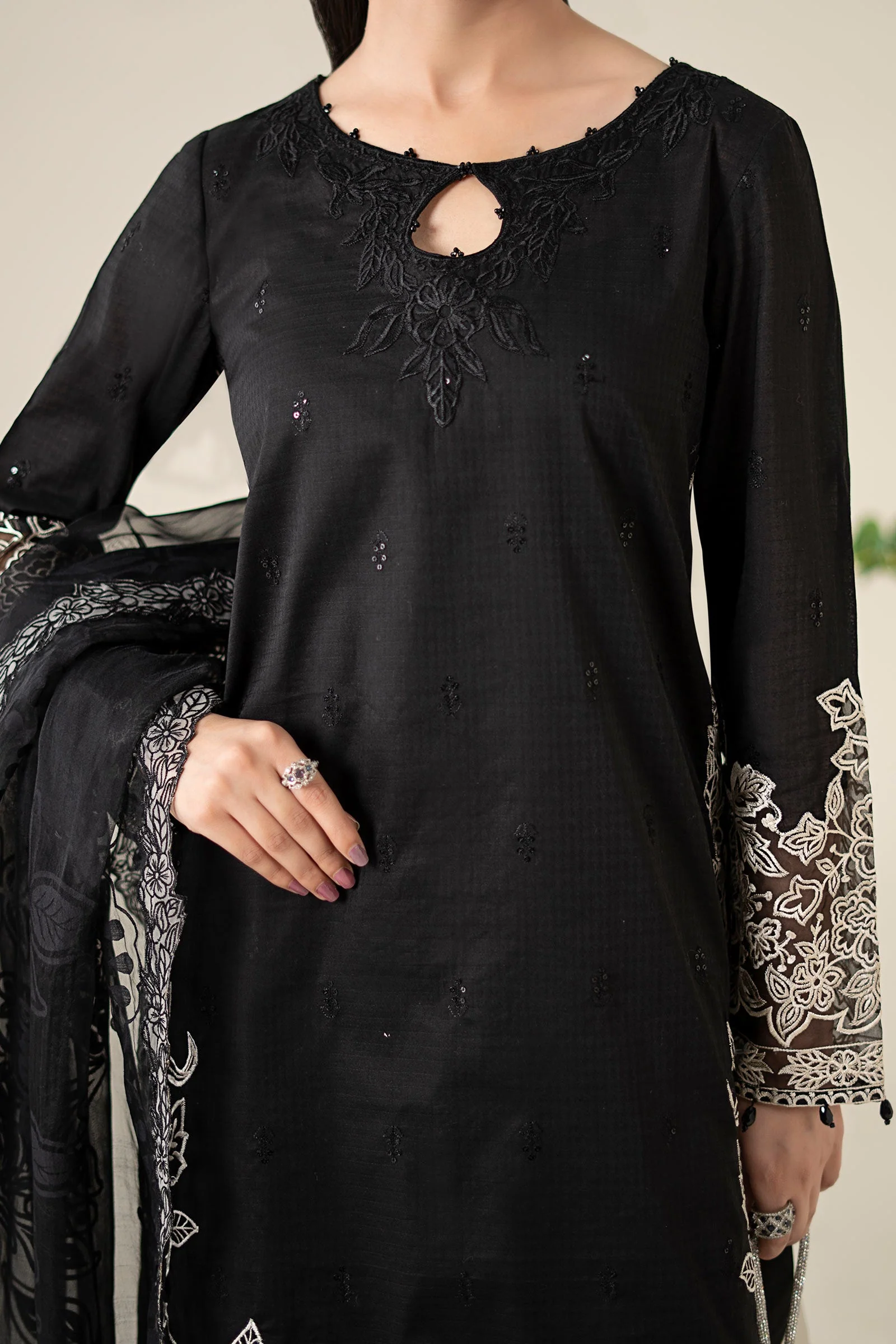 3 Piece Embroidered Dobby Suit - Image 6