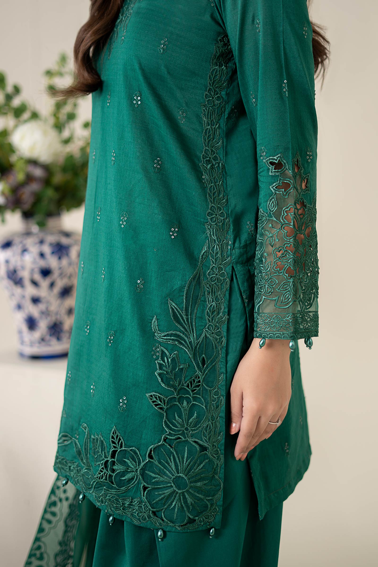 3 Piece Embroidered Dobby Suit - Image 4
