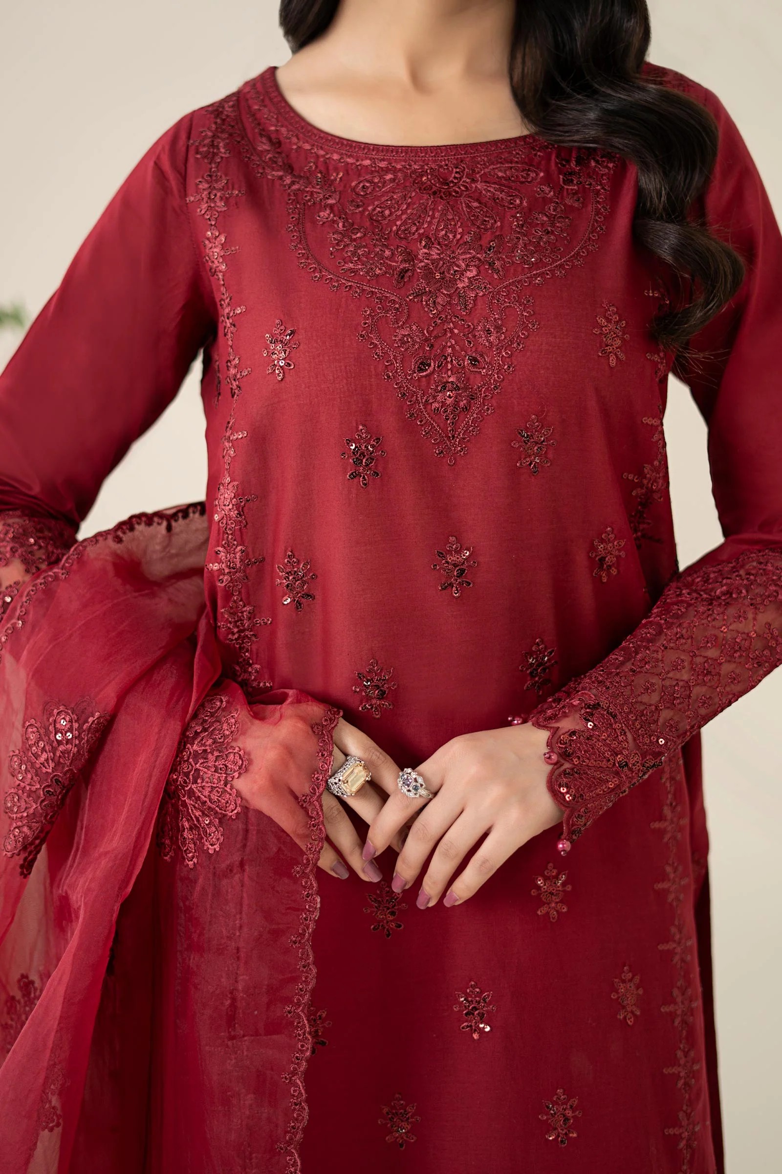 3 Piece Embroidered Dobby Suit - Image 5