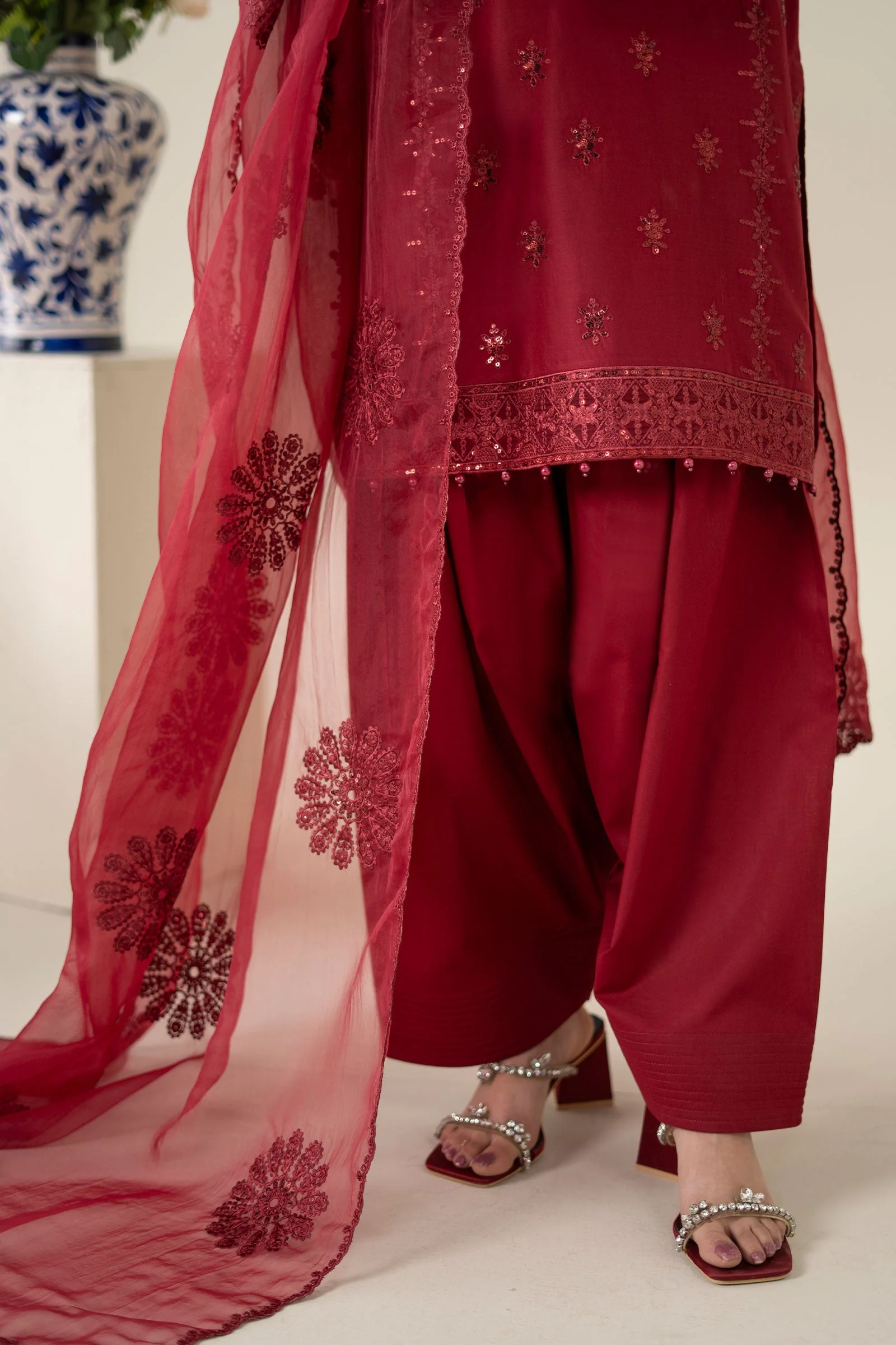 3 Piece Embroidered Dobby Suit - Image 6