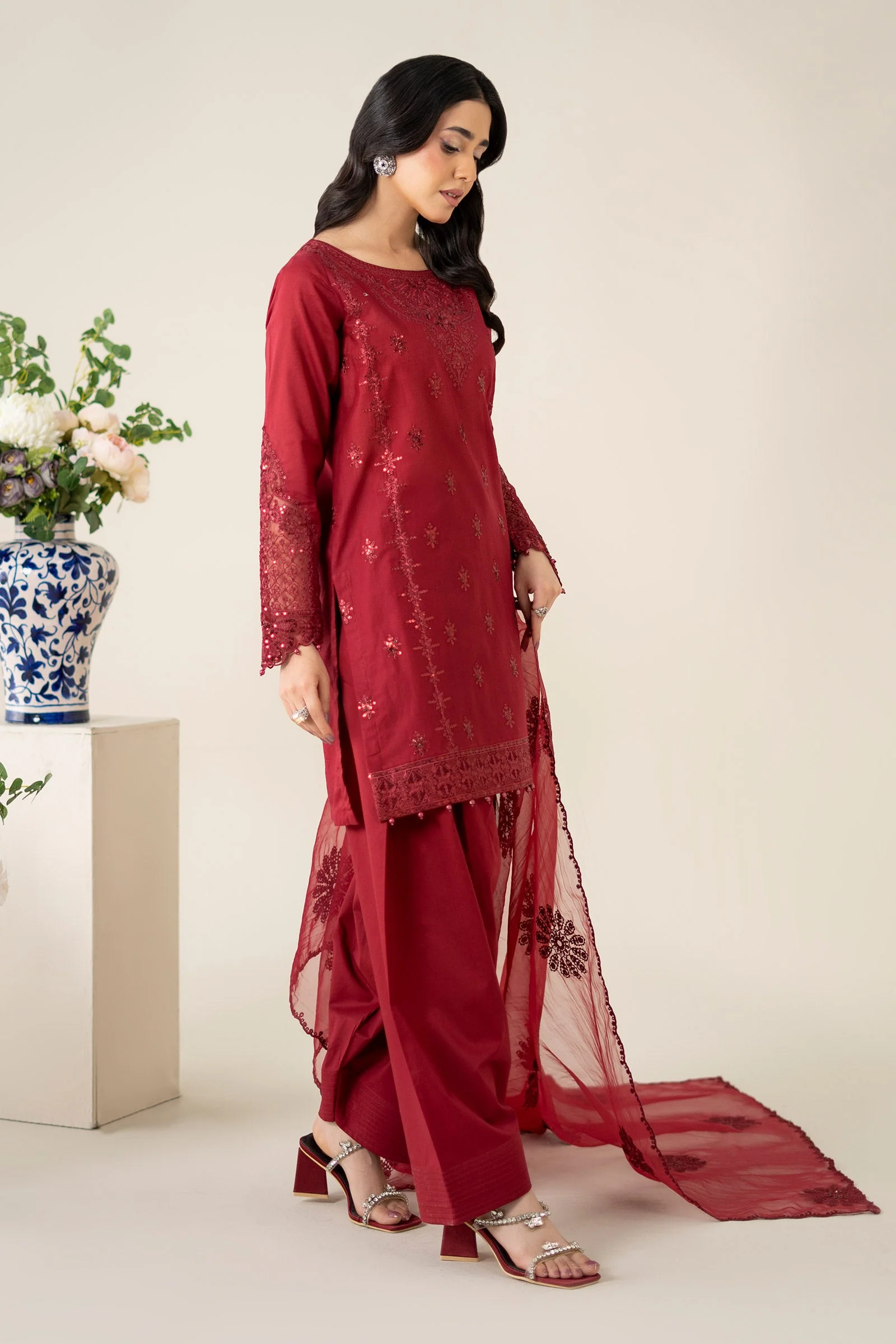 3 Piece Embroidered Dobby Suit - Image 7