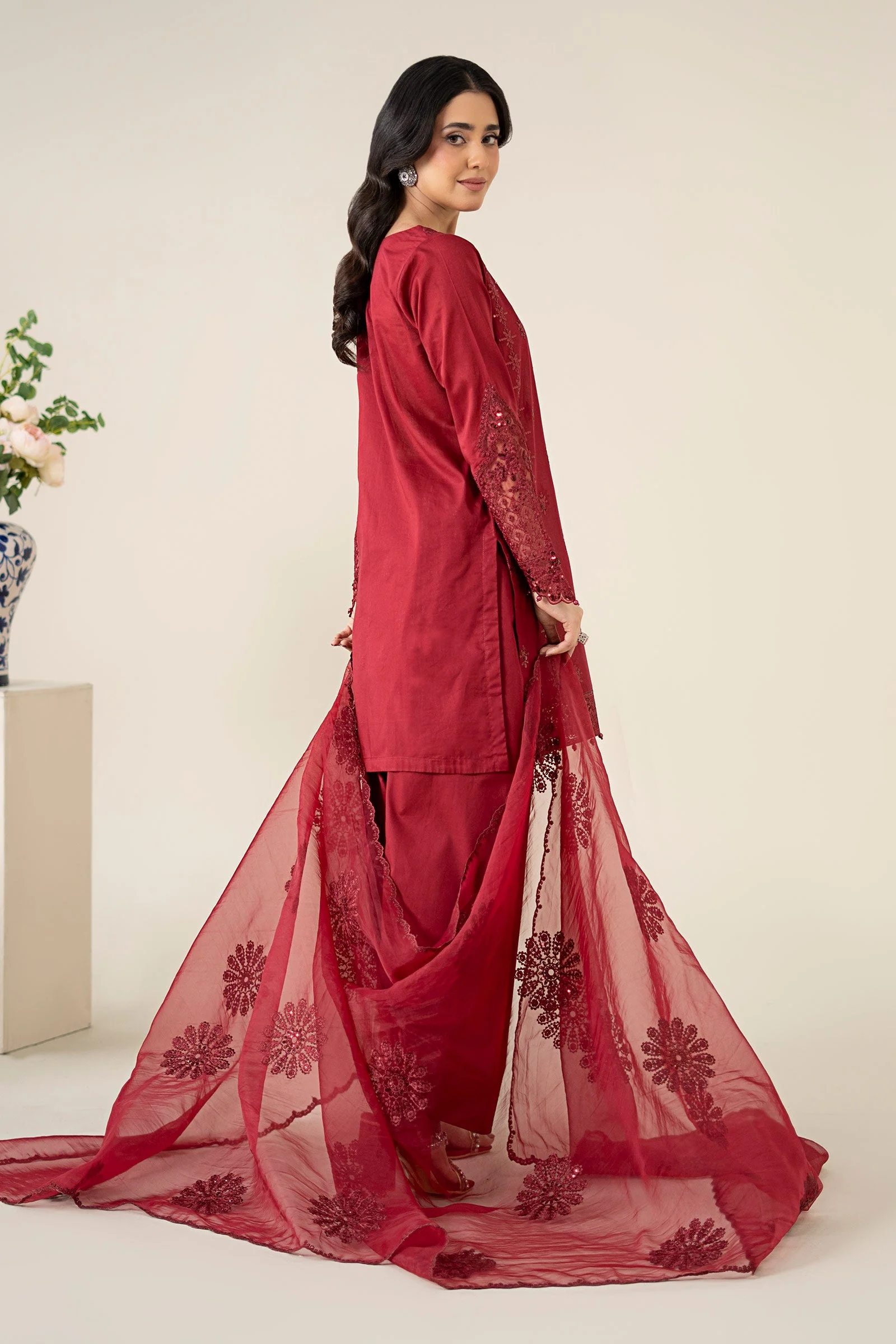 3 Piece Embroidered Dobby Suit - Image 8