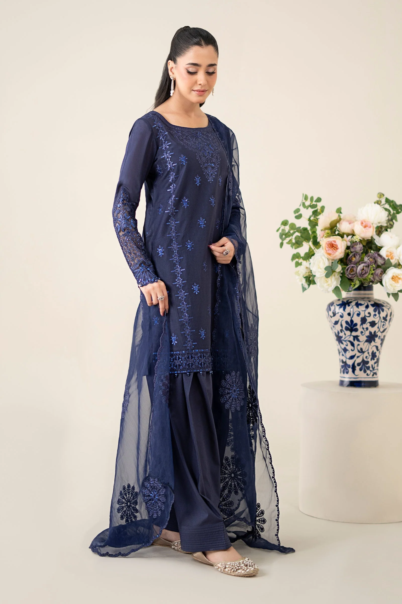 3 Piece Embroidered Dobby Suit - Image 6