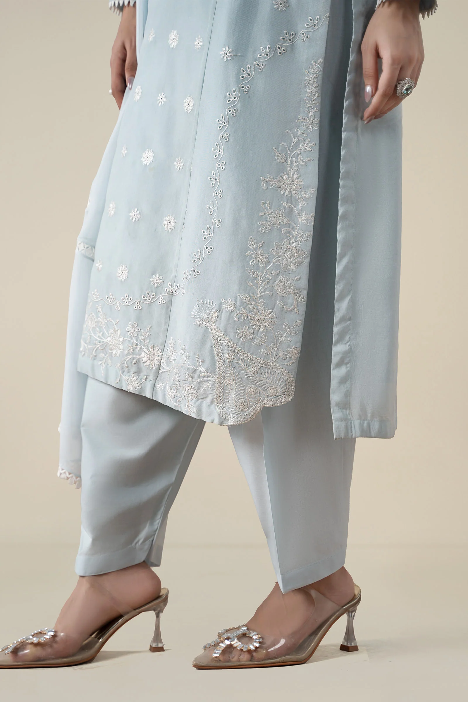 3 Piece Embroidered Paper Cotton Suit - Image 7