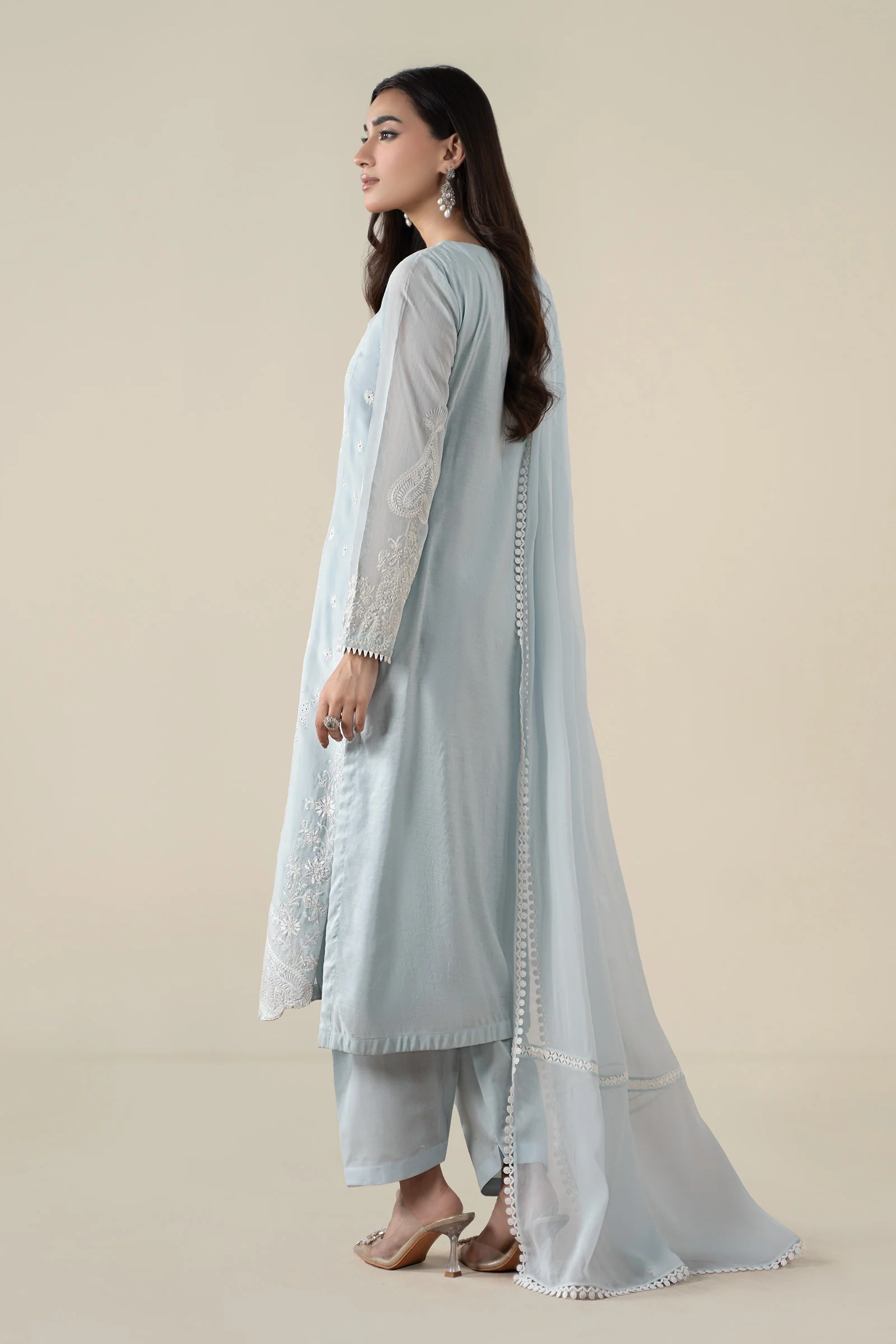 3 Piece Embroidered Paper Cotton Suit - Image 8