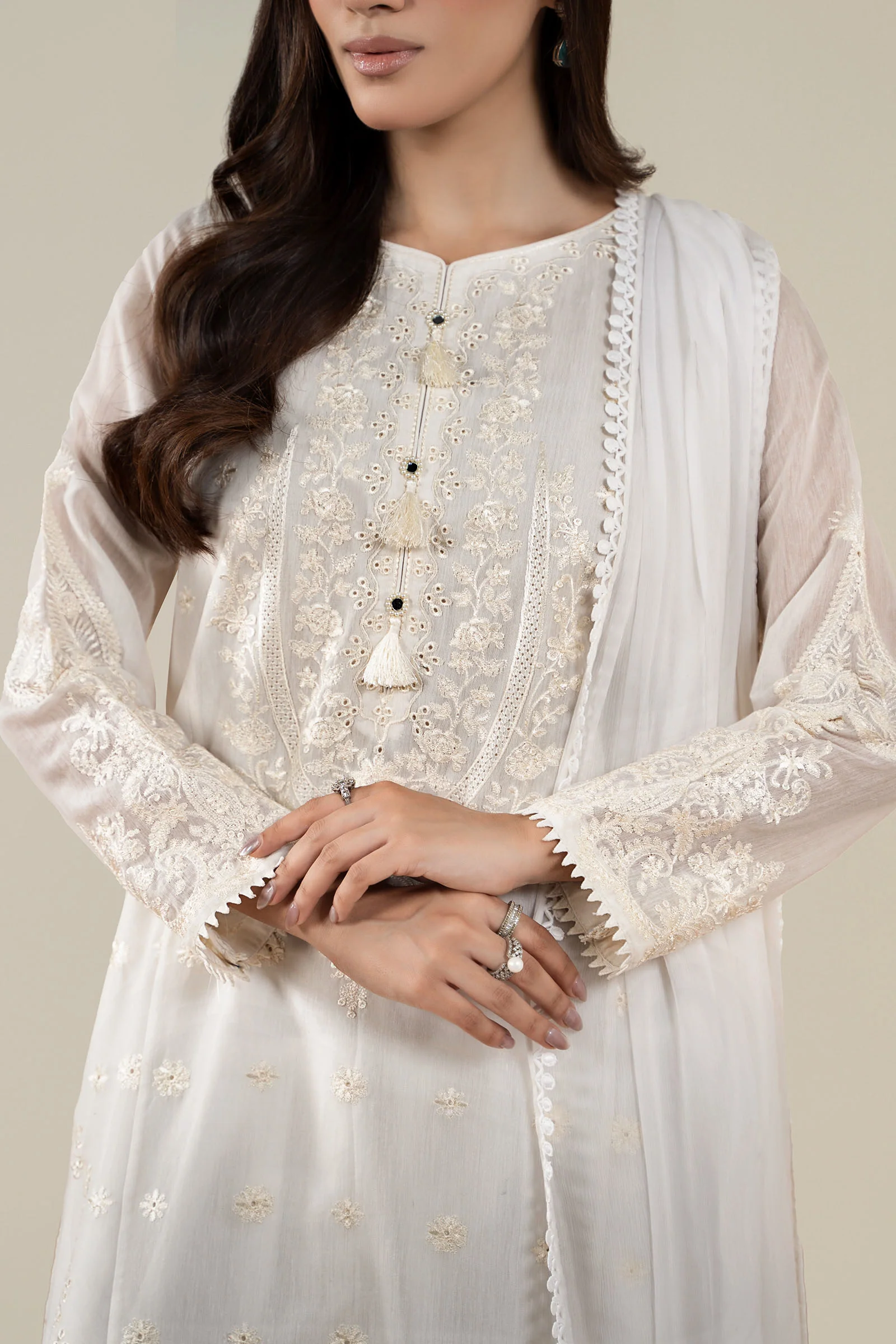 3 Piece Embroidered Paper Cotton Suit - Image 4