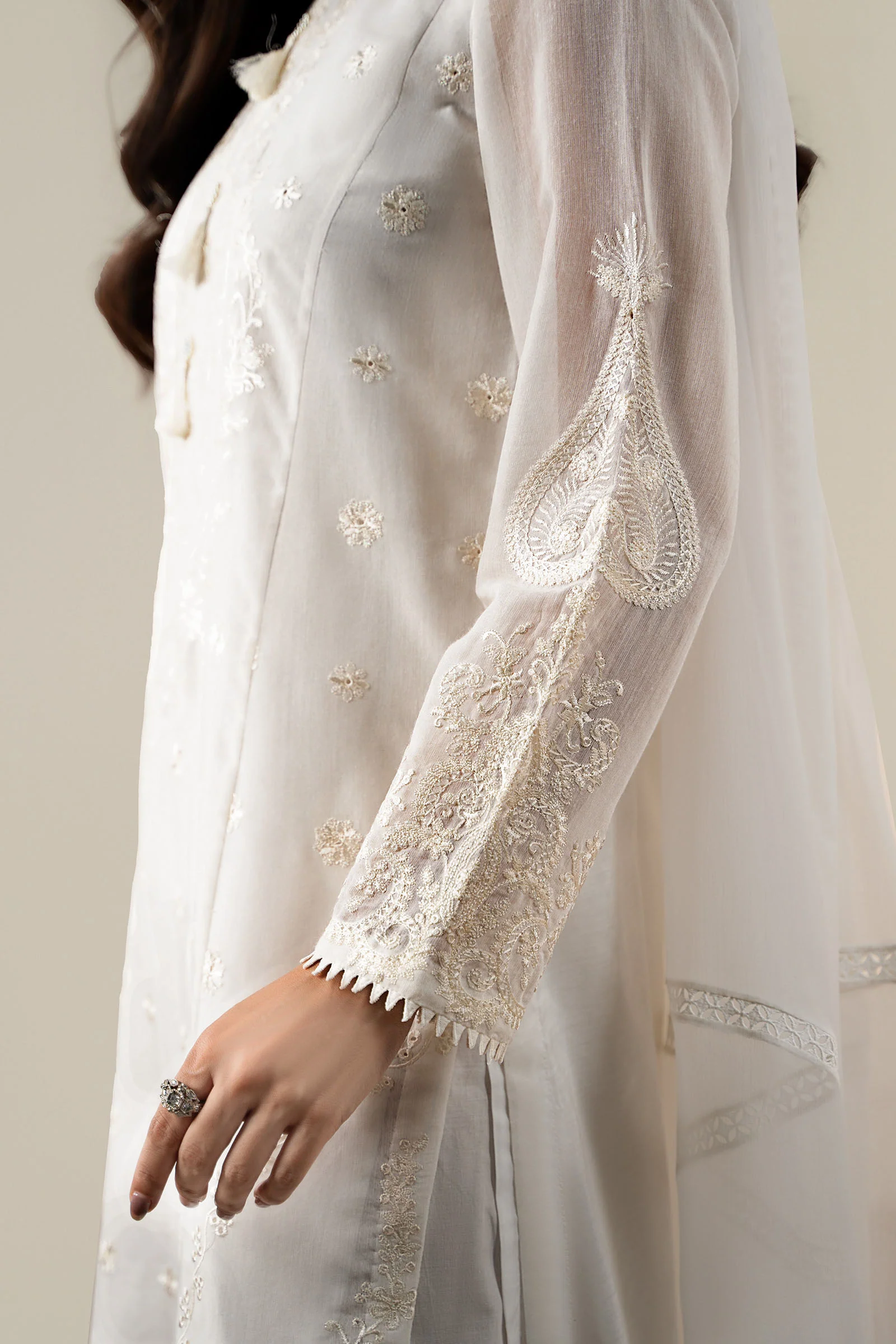 3 Piece Embroidered Paper Cotton Suit - Image 5