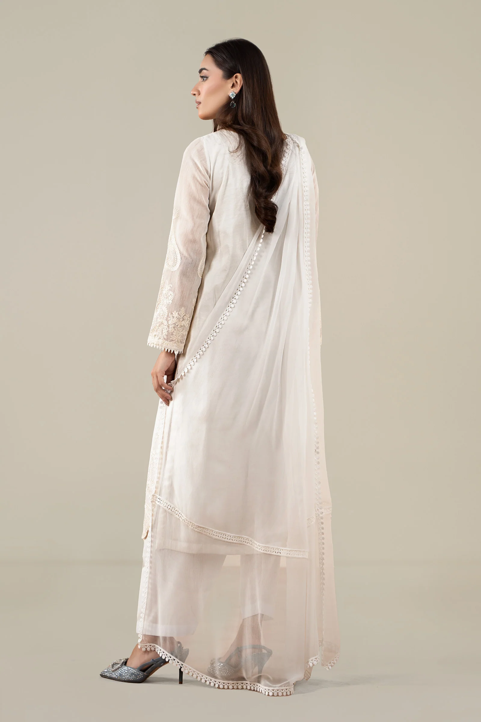 3 Piece Embroidered Paper Cotton Suit - Image 8