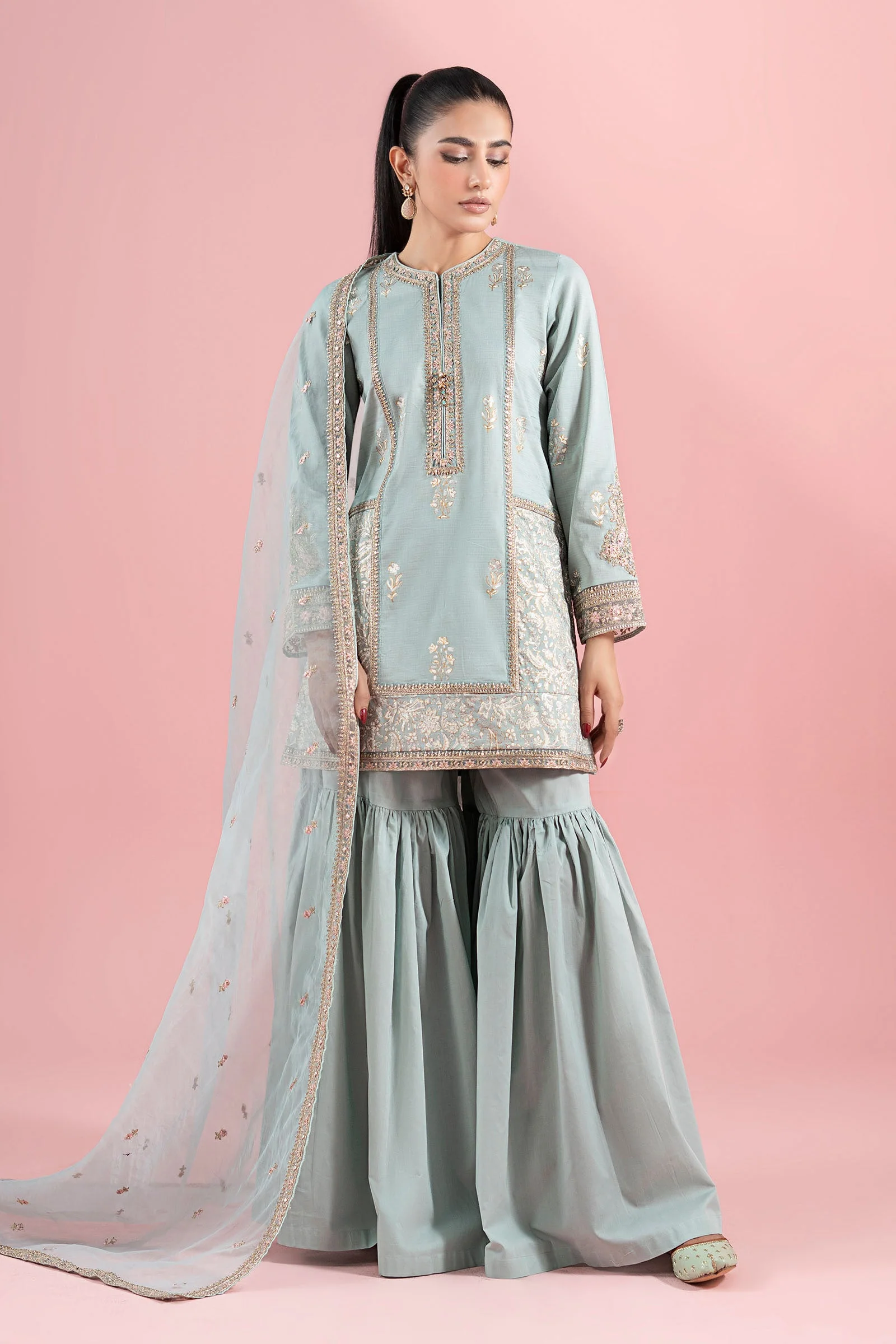 3 Piece Embroidered Dobby Suit
