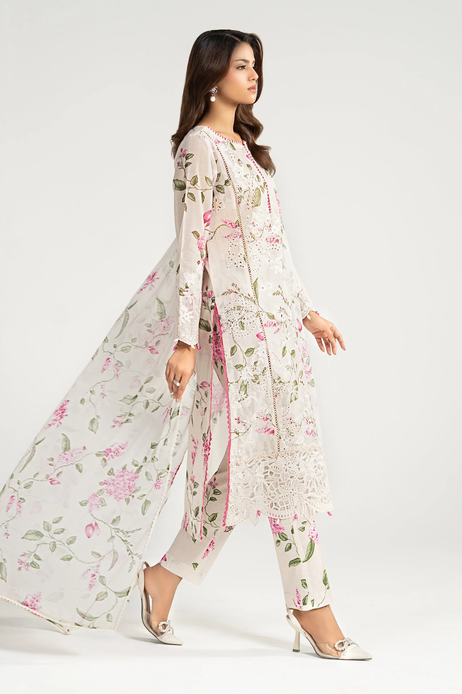 3 Piece Embroidered Paper Cotton Suit - Image 5