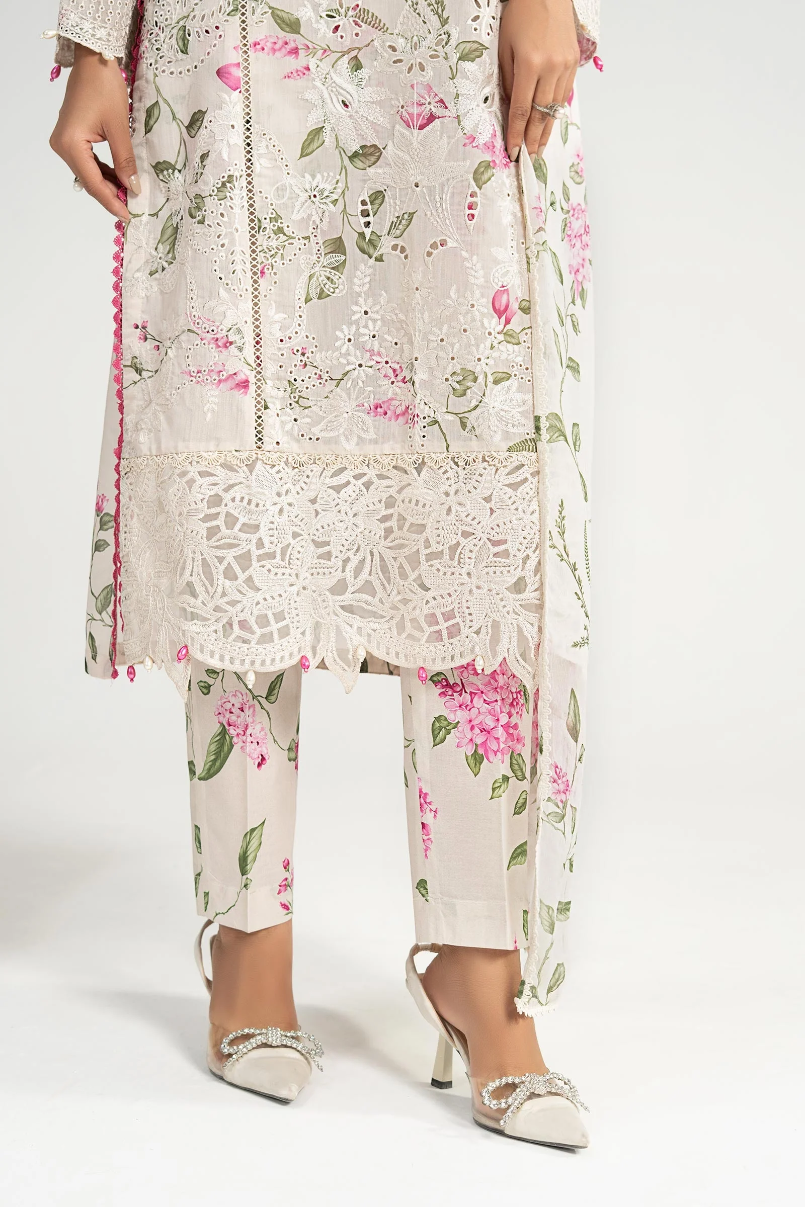 3 Piece Embroidered Paper Cotton Suit - Image 8