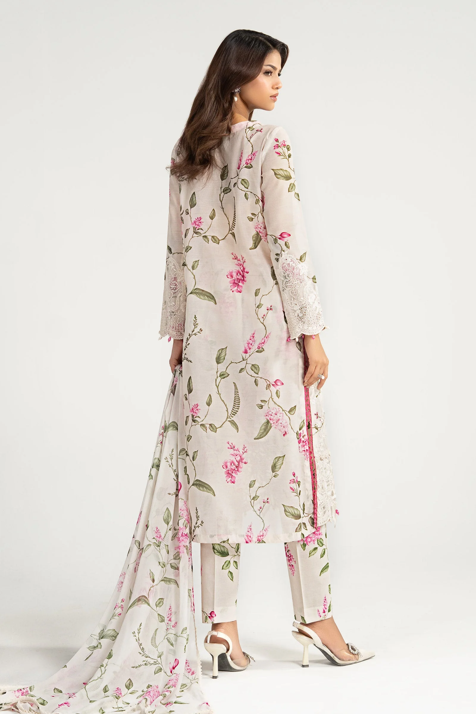 3 Piece Embroidered Paper Cotton Suit - Image 9
