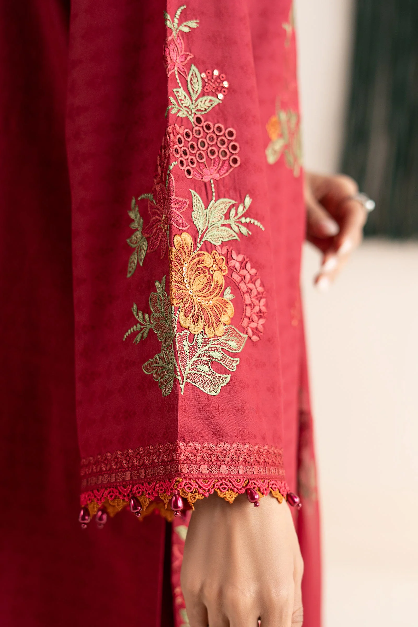 3 Piece Embroidered Dobby Jacquard Suit - Image 5