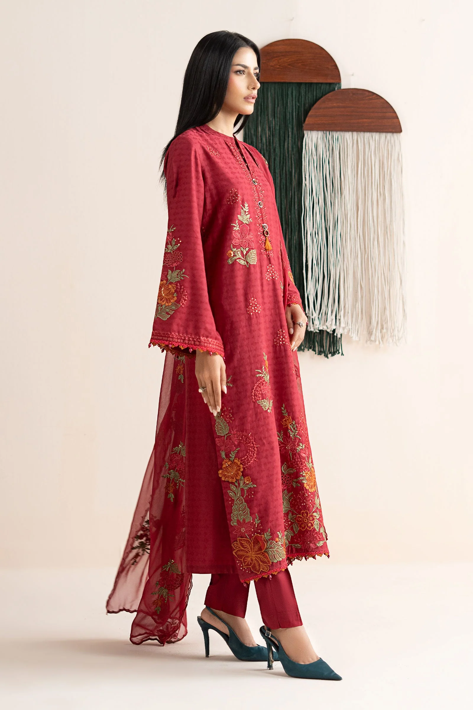 3 Piece Embroidered Dobby Jacquard Suit - Image 7