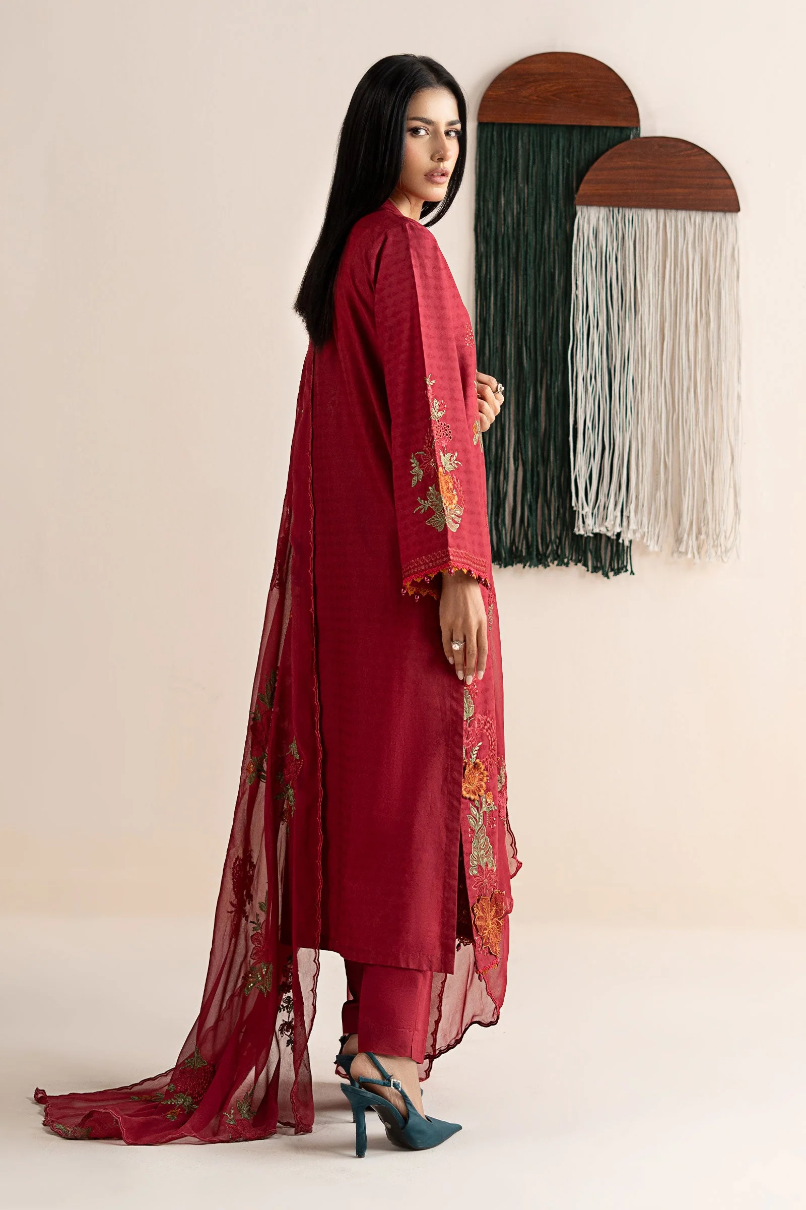 3 Piece Embroidered Dobby Jacquard Suit - Image 8